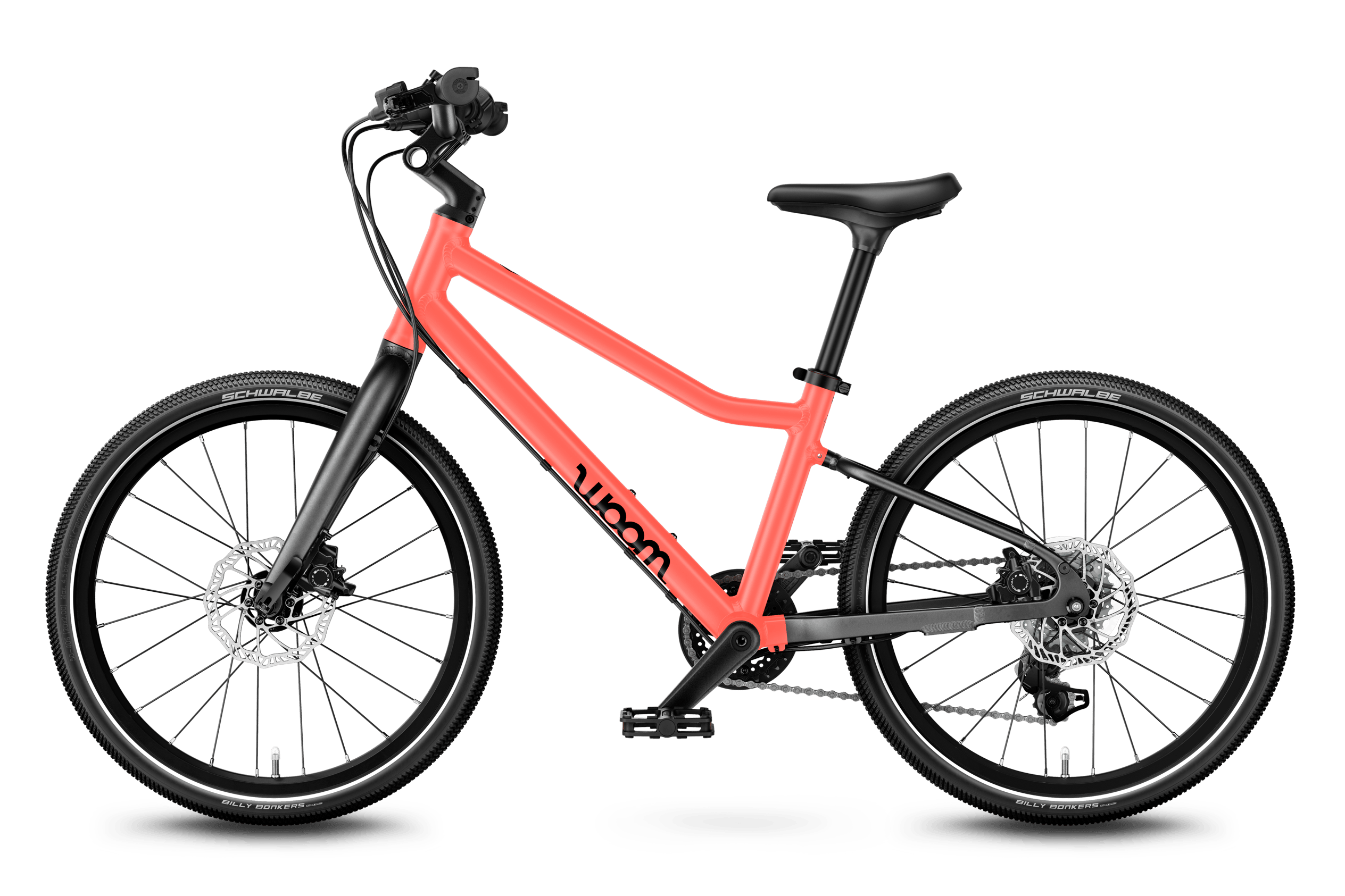Profile view of the woom EXPLORE 4 children's bike, direction of travel to the left.