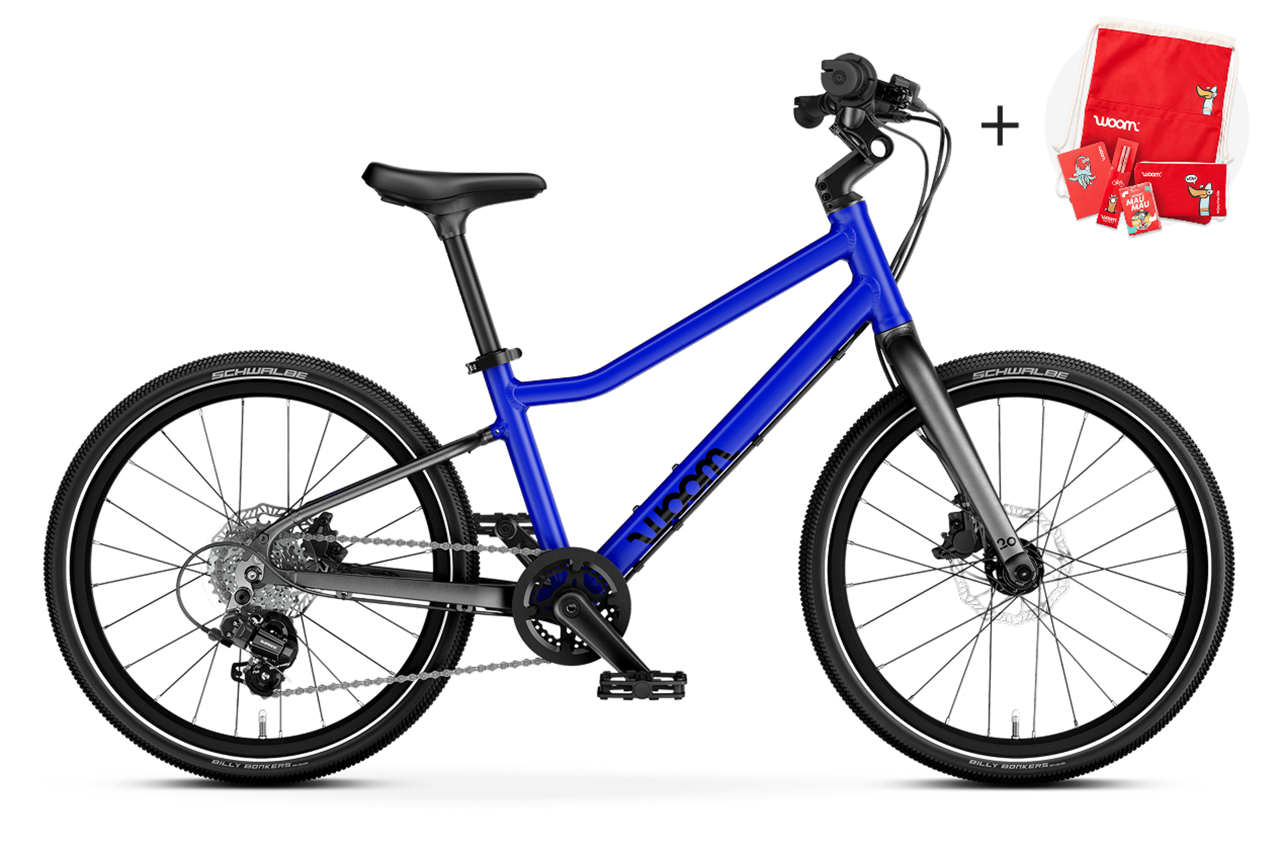Vue latérale du vélo enfant woom EXPLORE 4, sens de la marche à droite.
