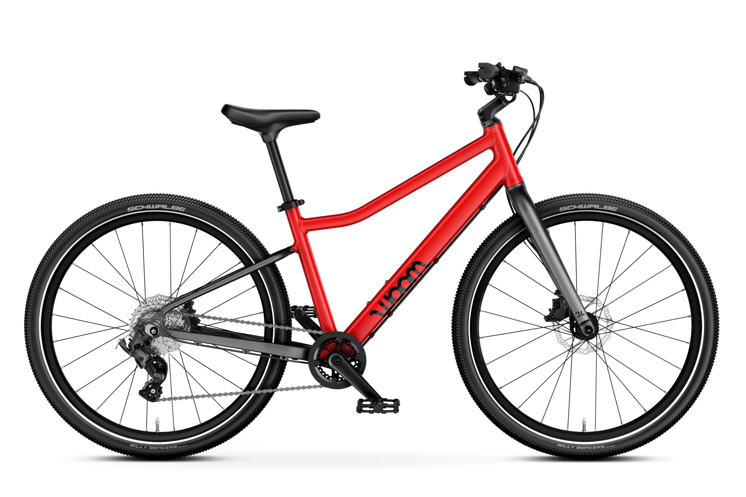 Vue latérale du vélo enfant woom EXPLORE 5, sens de la marche à droite.