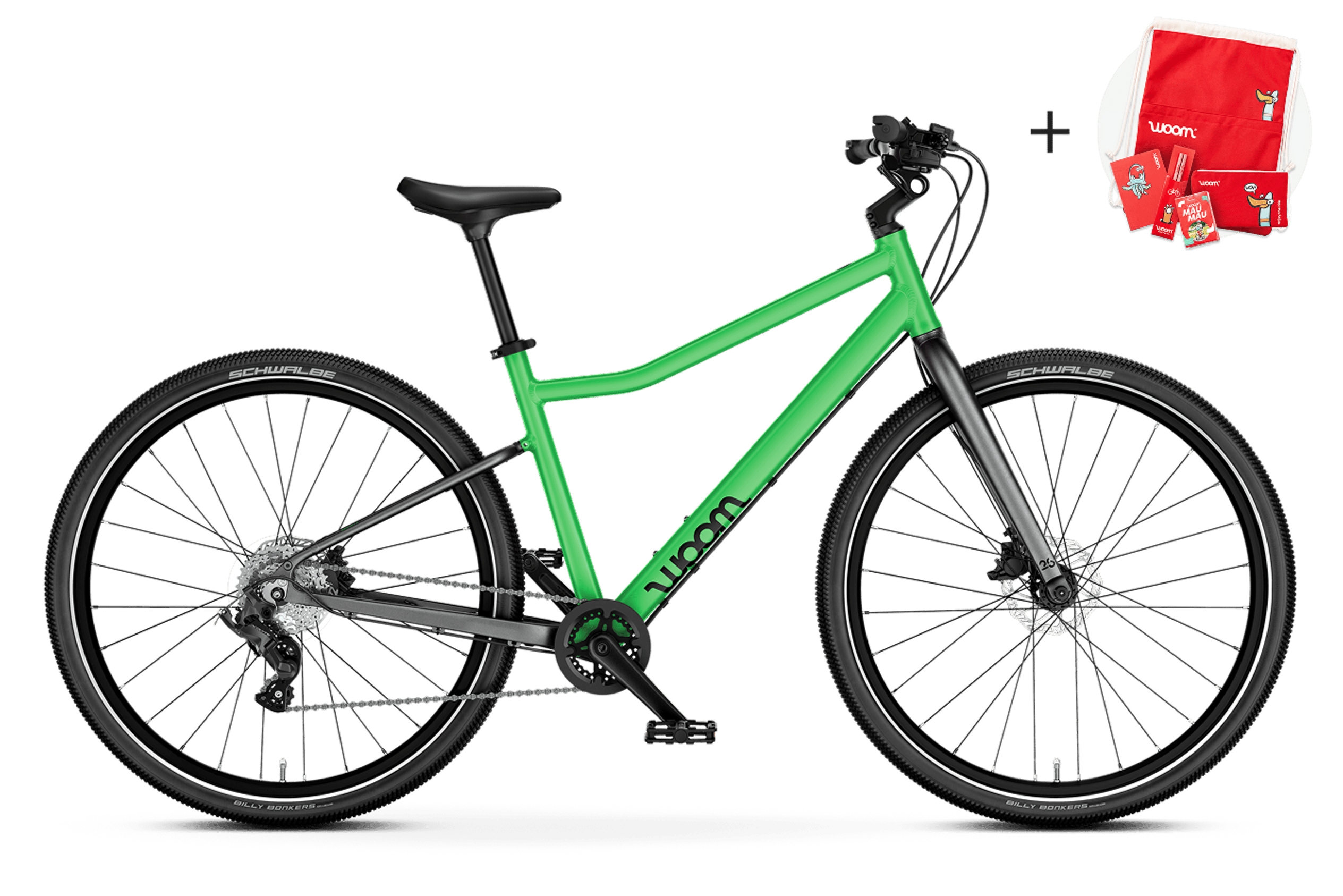 Vue latérale du vélo enfant woom EXPLORE 6, sens de la marche à droite.