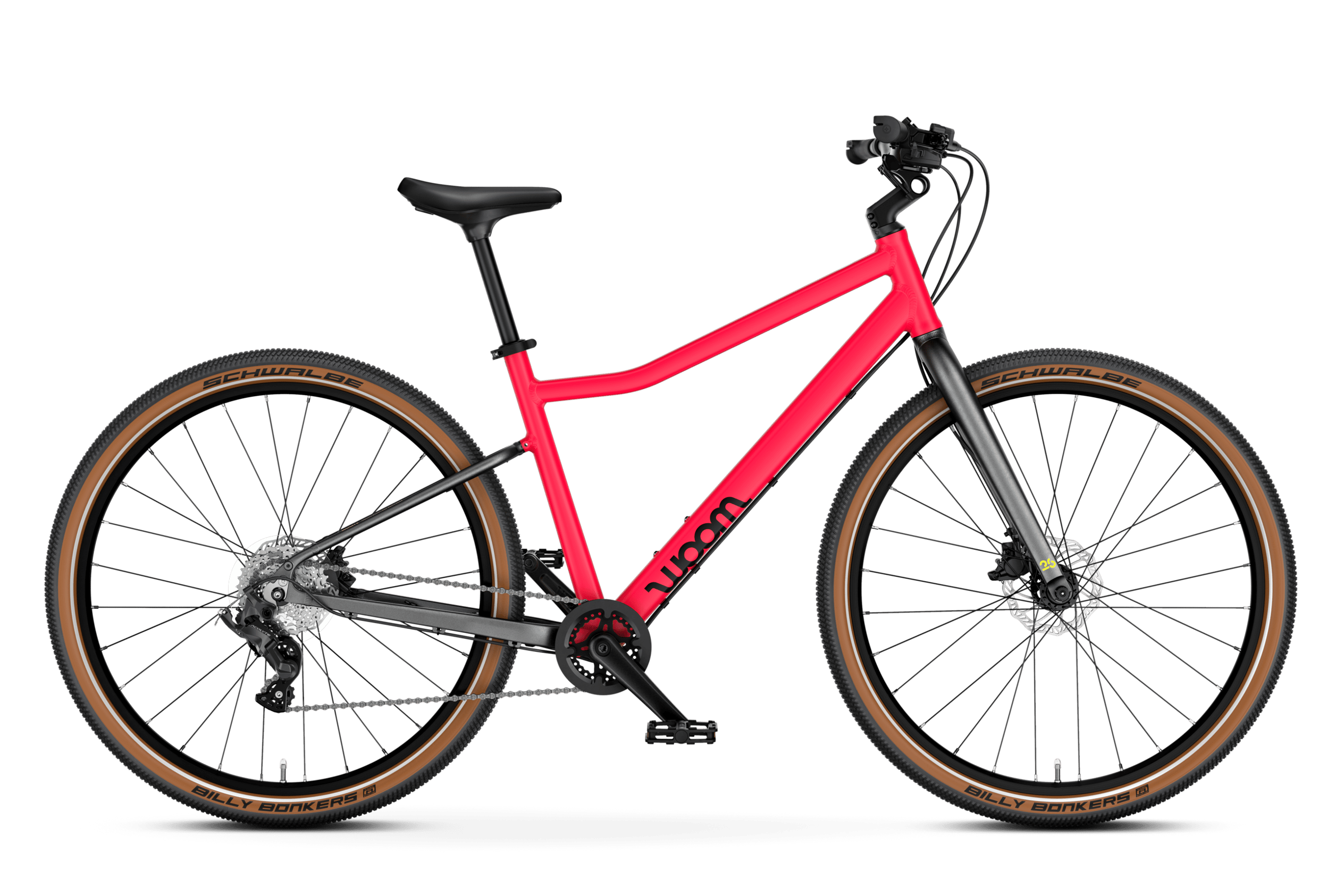 Side front view of the woom EXPLORE 6 bike for children aged 10 years and up.