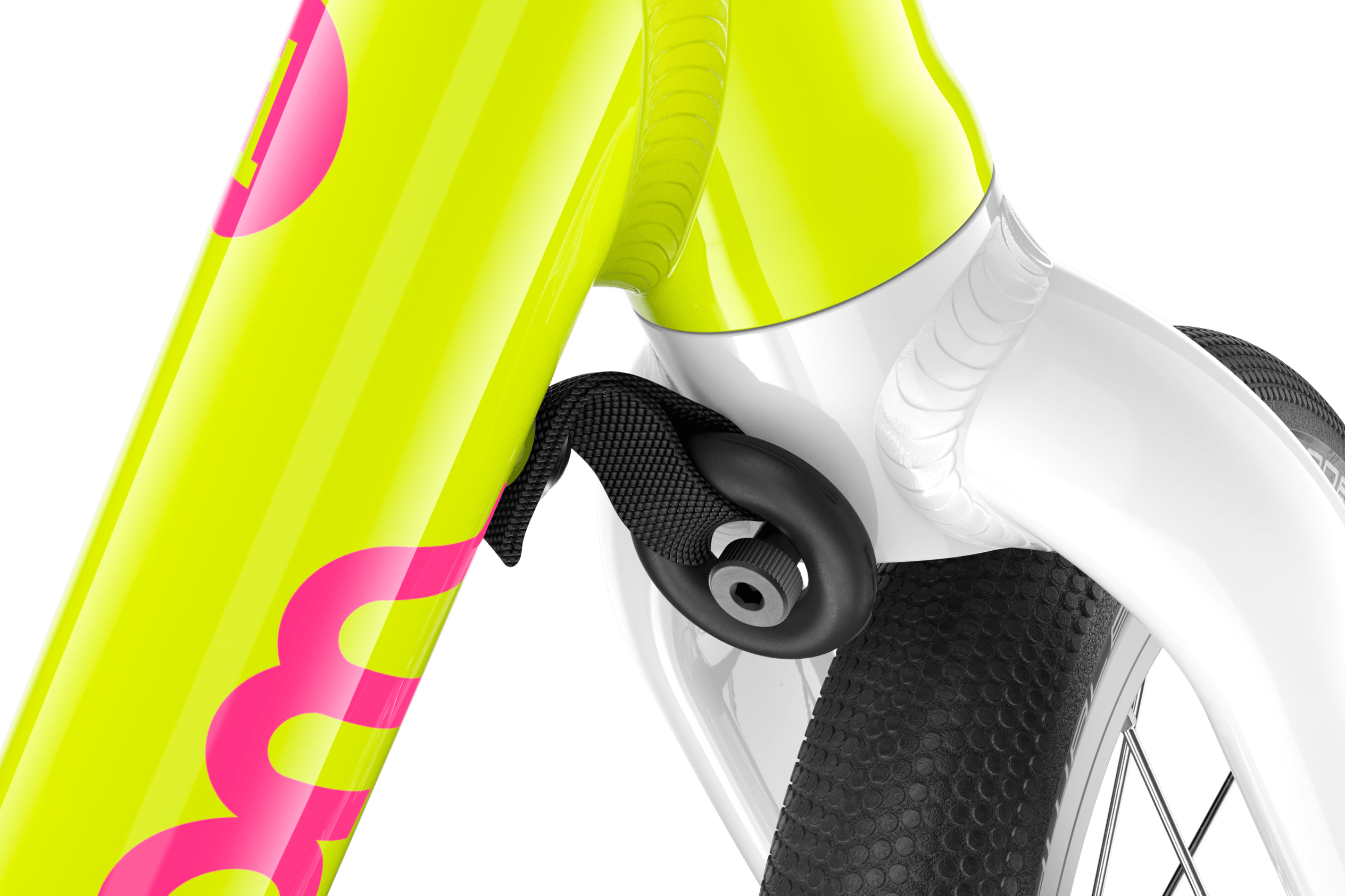 Detailed view of the steering limiter on the woom GO 1 balance bike