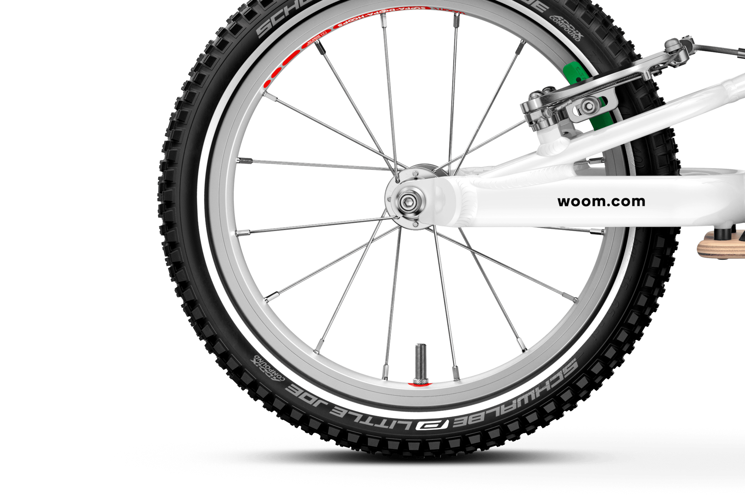Przednie koło 14″ w rowerku biegowym woom GO 1 PLUS