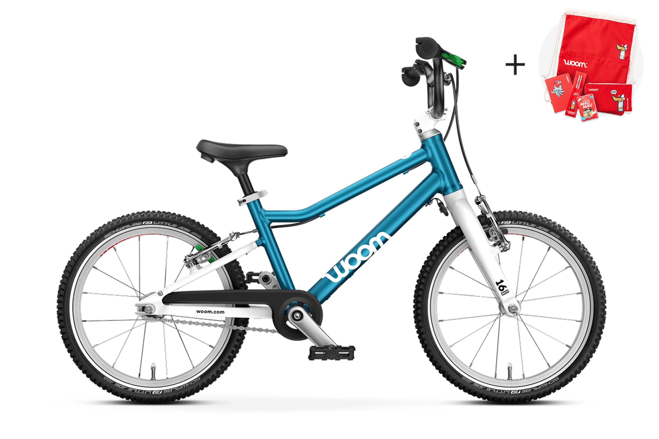 Vue latérale du vélo enfant woom GO 3 pour les enfants dès quatre ans