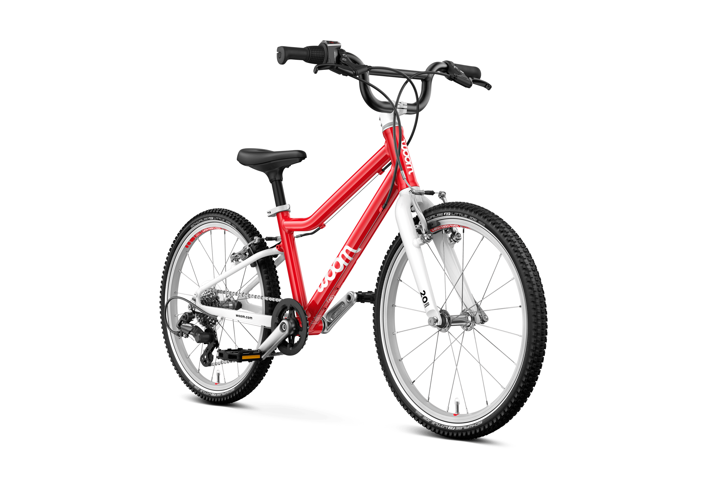 Vue latérale de l’avant du vélo woom GO 4 pour les enfants à partir de six ans