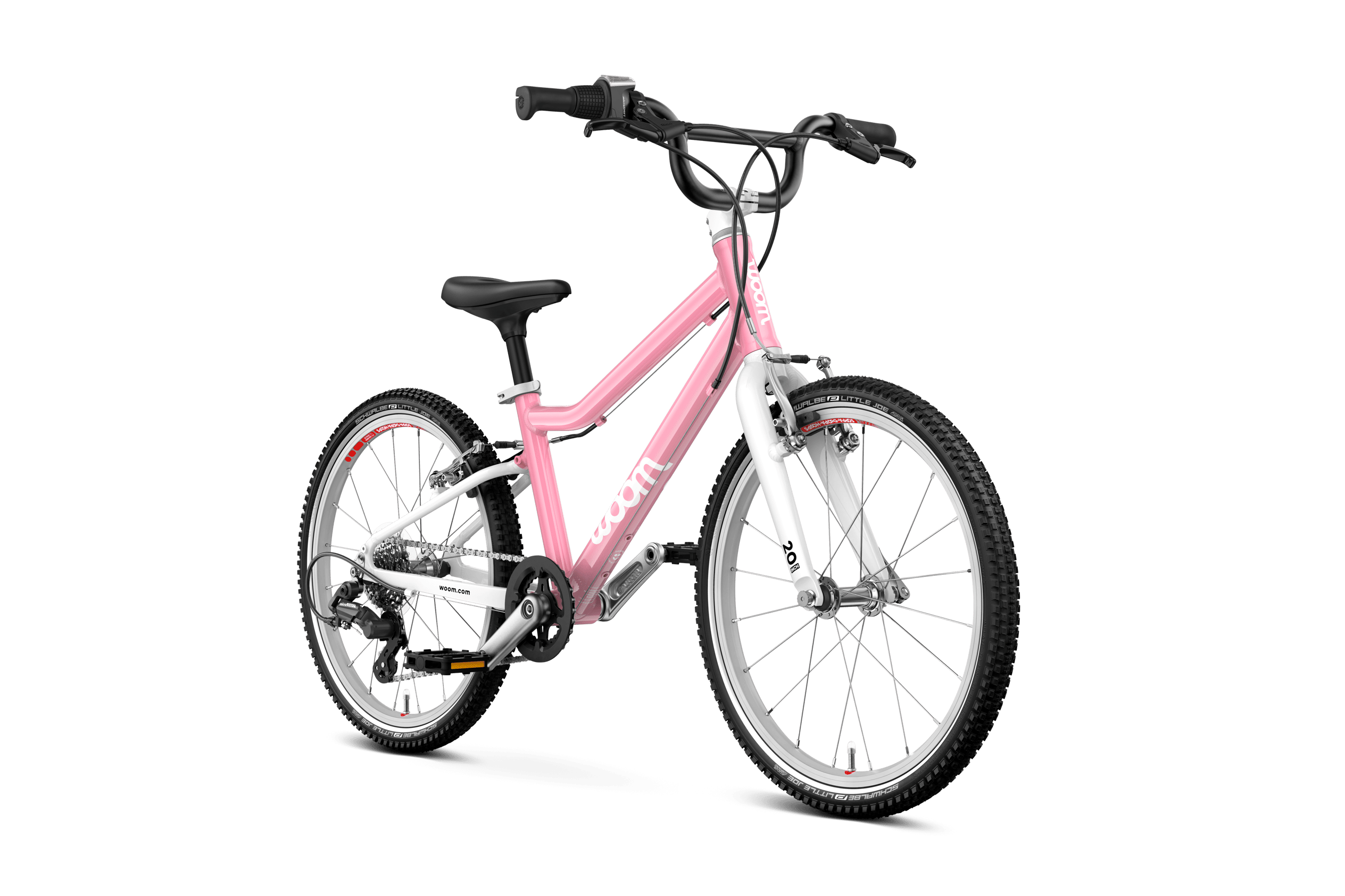 Aanzicht schuin van voren van de woom GO 4-kinderfiets voor kinderen vanaf zes jaar