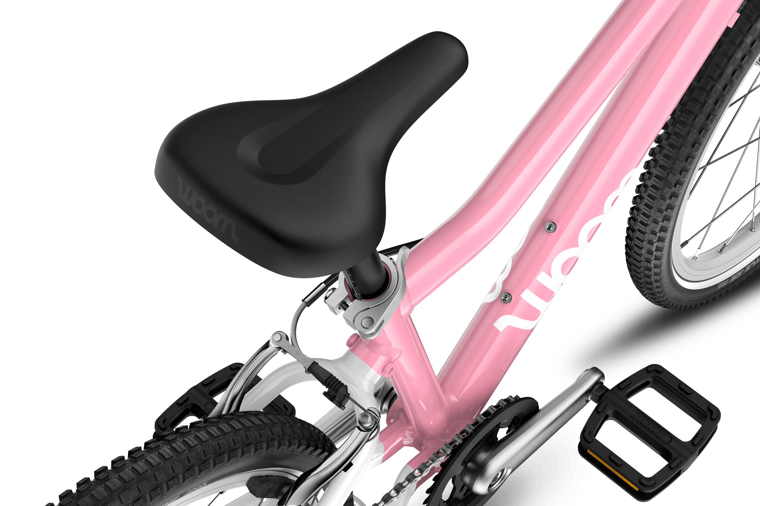 Detailaanzicht van het zadel van de woom GO 4-kinderfiets