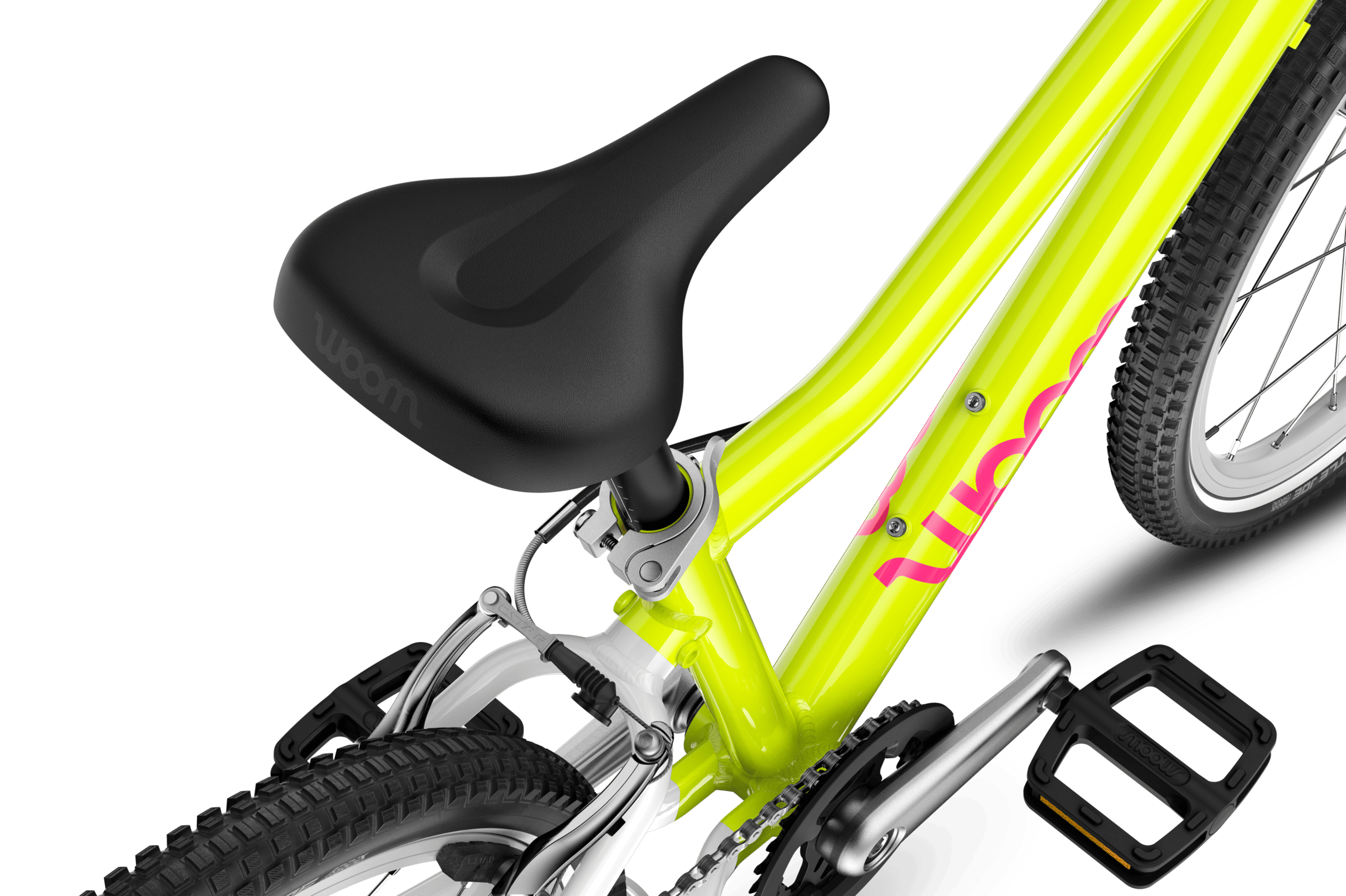 Detailaanzicht van het zadel van de woom GO 4-kinderfiets