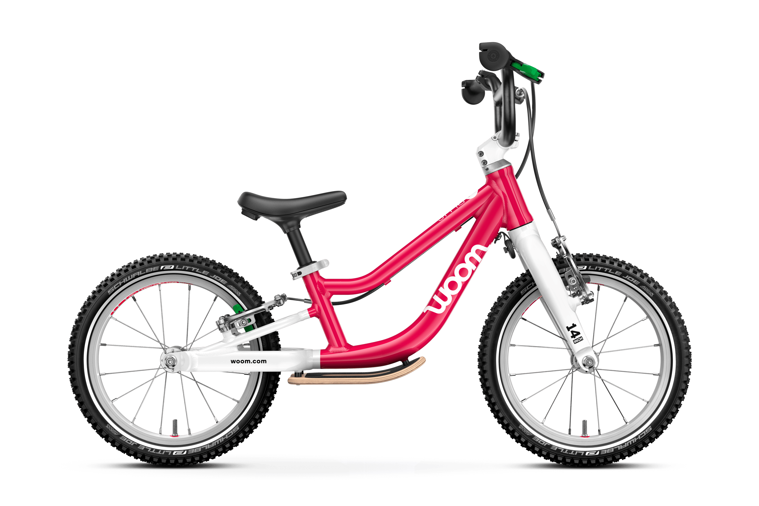Profile view of the woom GO 1 PLUS balance bike for children aged 3 years and up