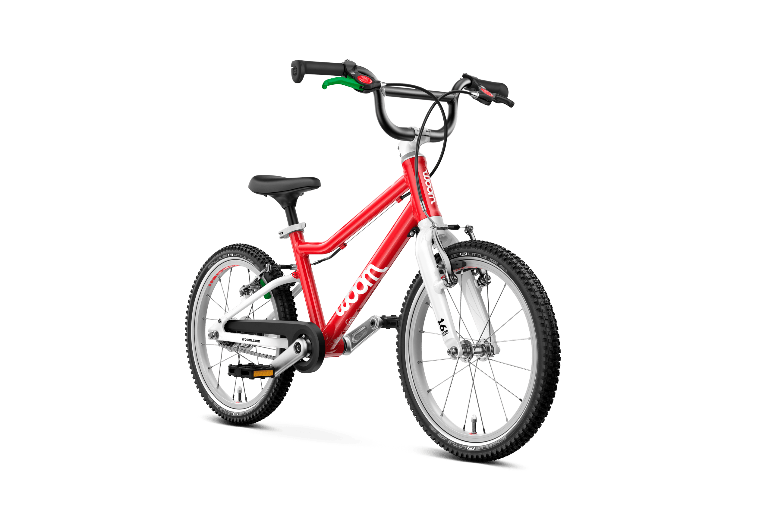 Side front view of the woom GO 3 AUTOMAGIC bike for children aged 4 years and up