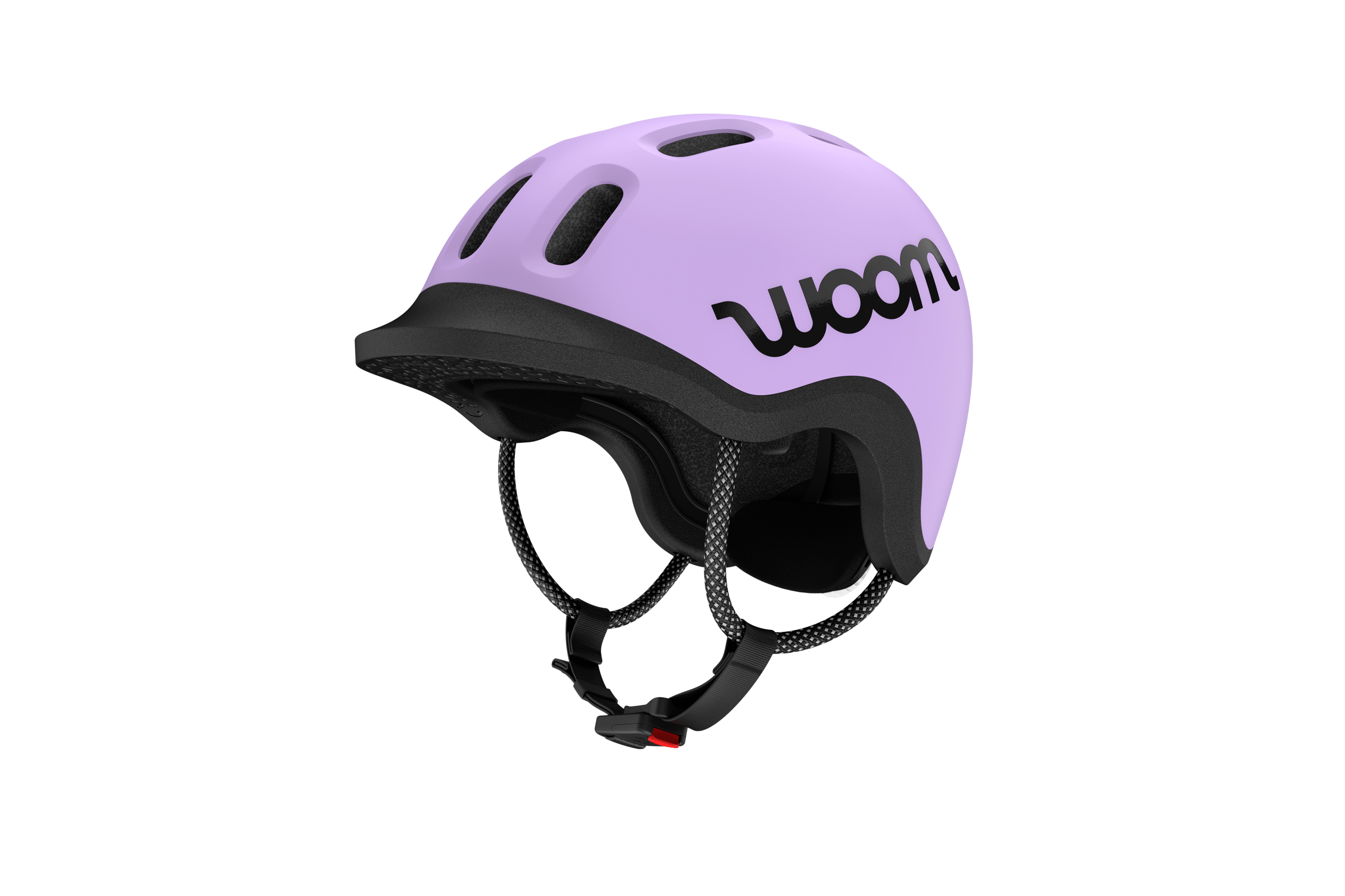 Side front view of the READY Kids' Helmet with a red outer shell, black visor and black inner shell