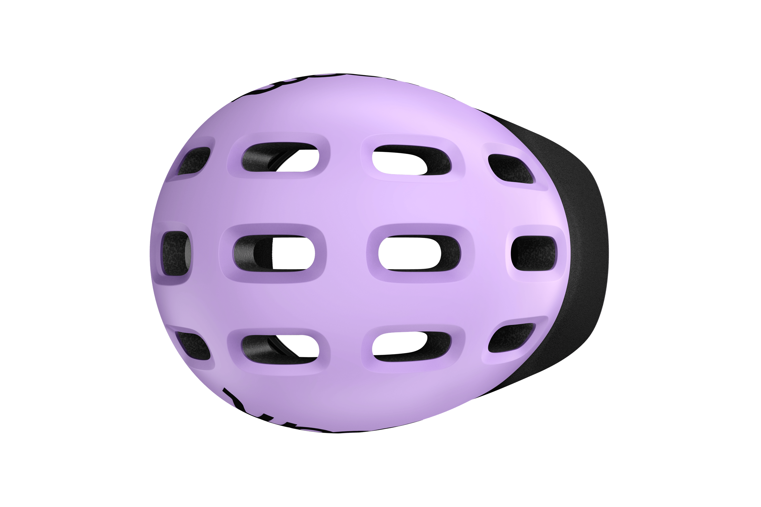 Bird's-eye view of the READY Kids' Helmet with the ventilation holes and black visor