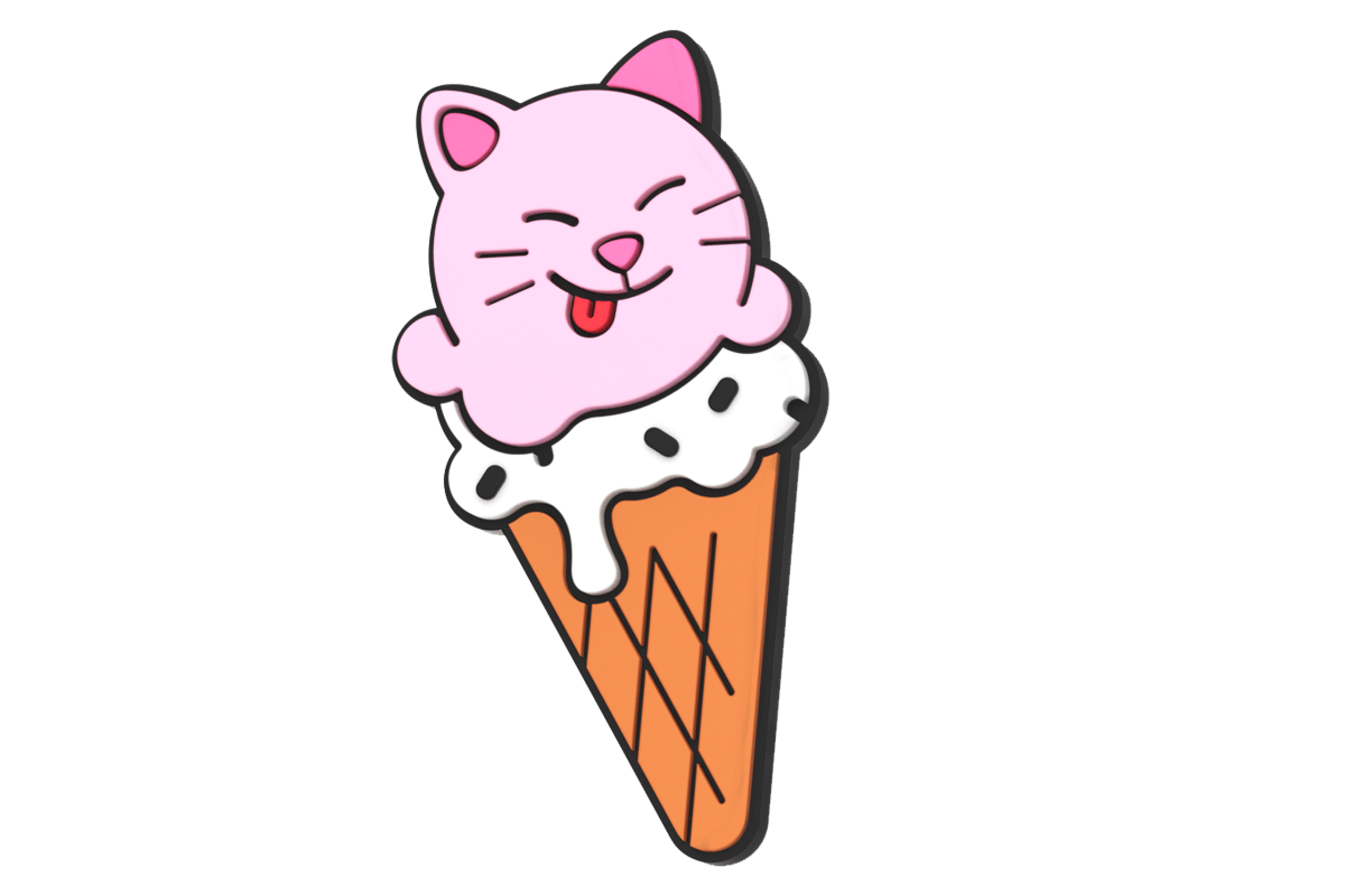 Product image of a turtle in a woom helmet and a cat in an ice cream cone charm for use on the POP Kids' Bike Basket by woom