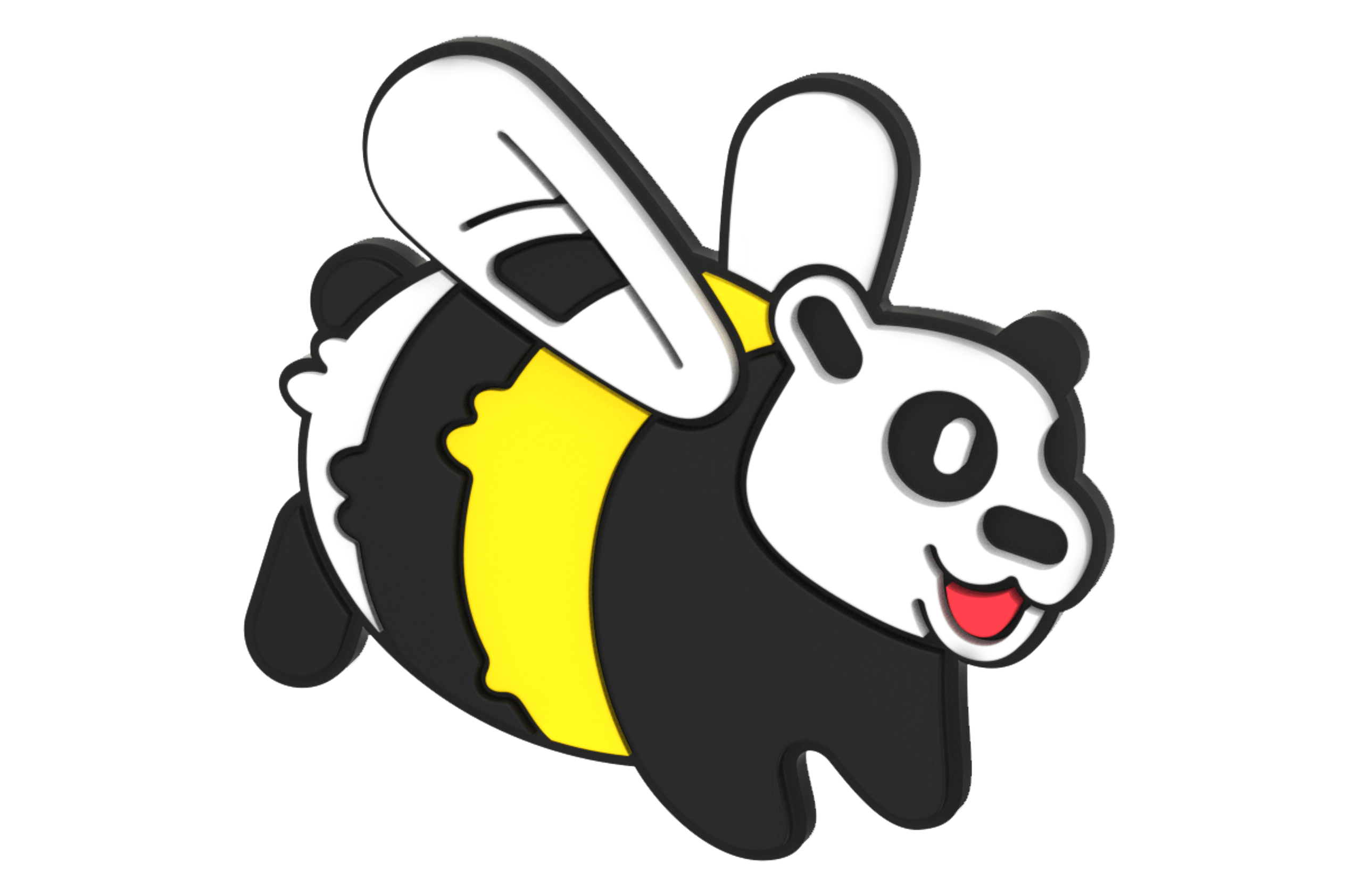 Product image of the POP ONS Bike Basket Charms in the safari set and a black-and-yellow stripey panda with wings