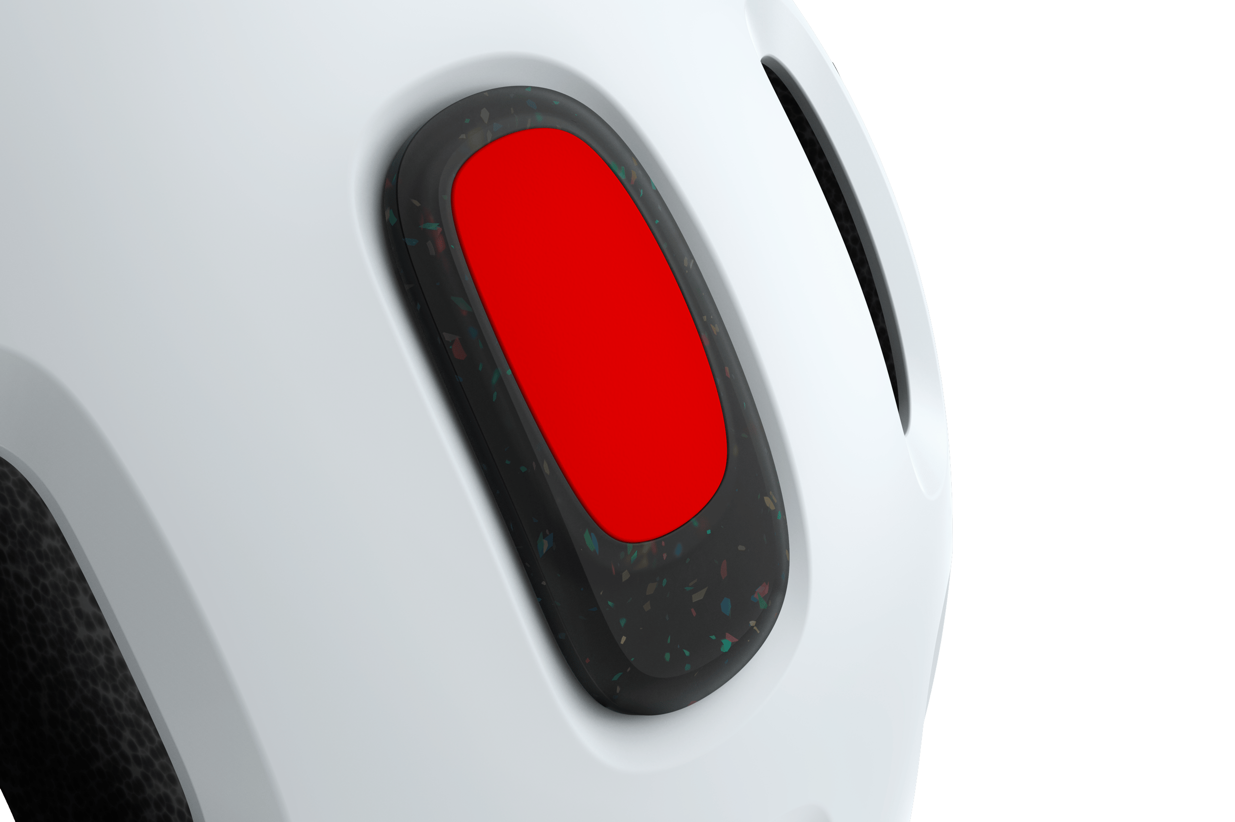Front view of the red LED helmet light for the woom READY Kids' Helmet