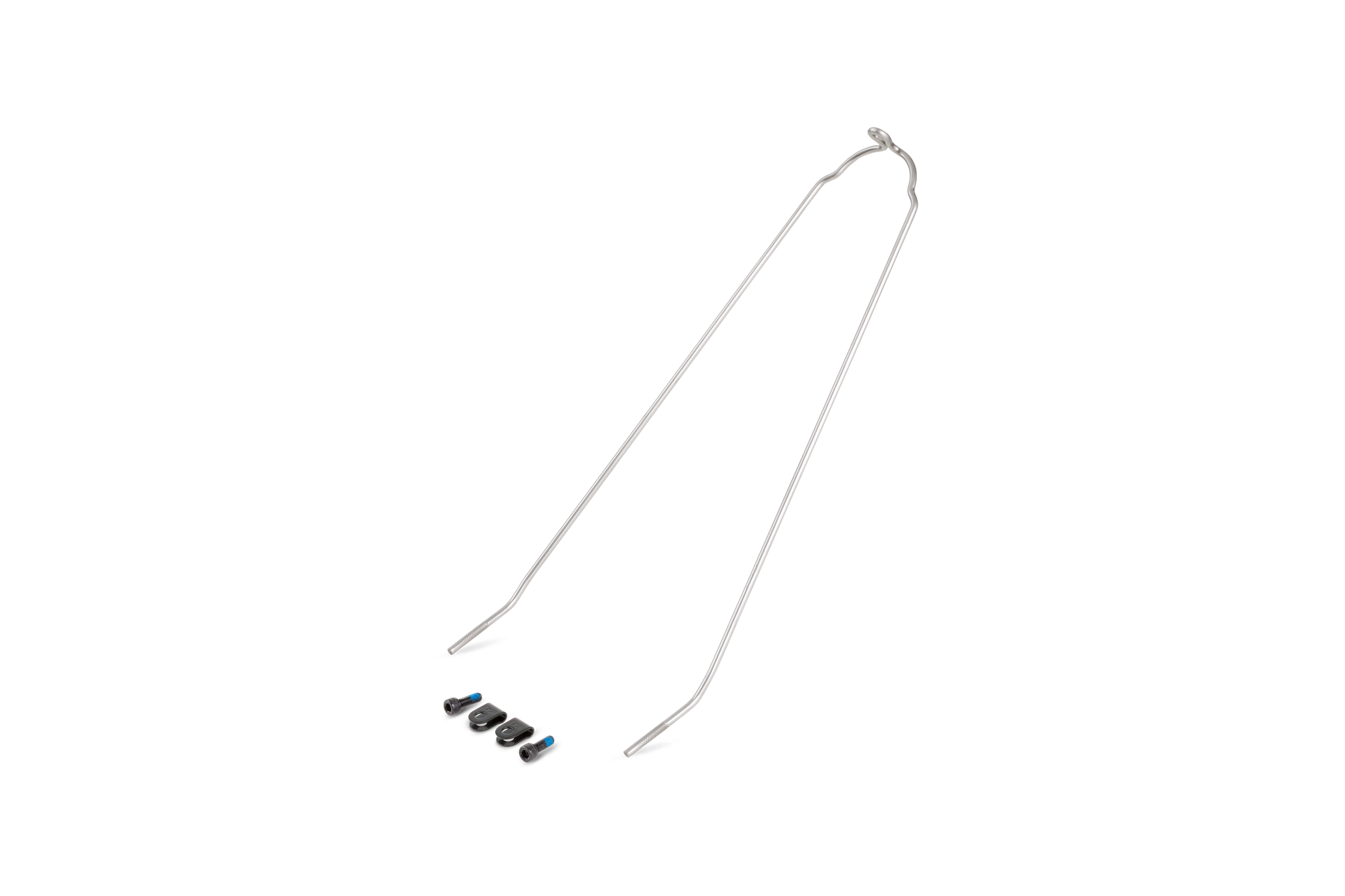 Silver-colored stay for a click-on mudguard from children's bike brand woom