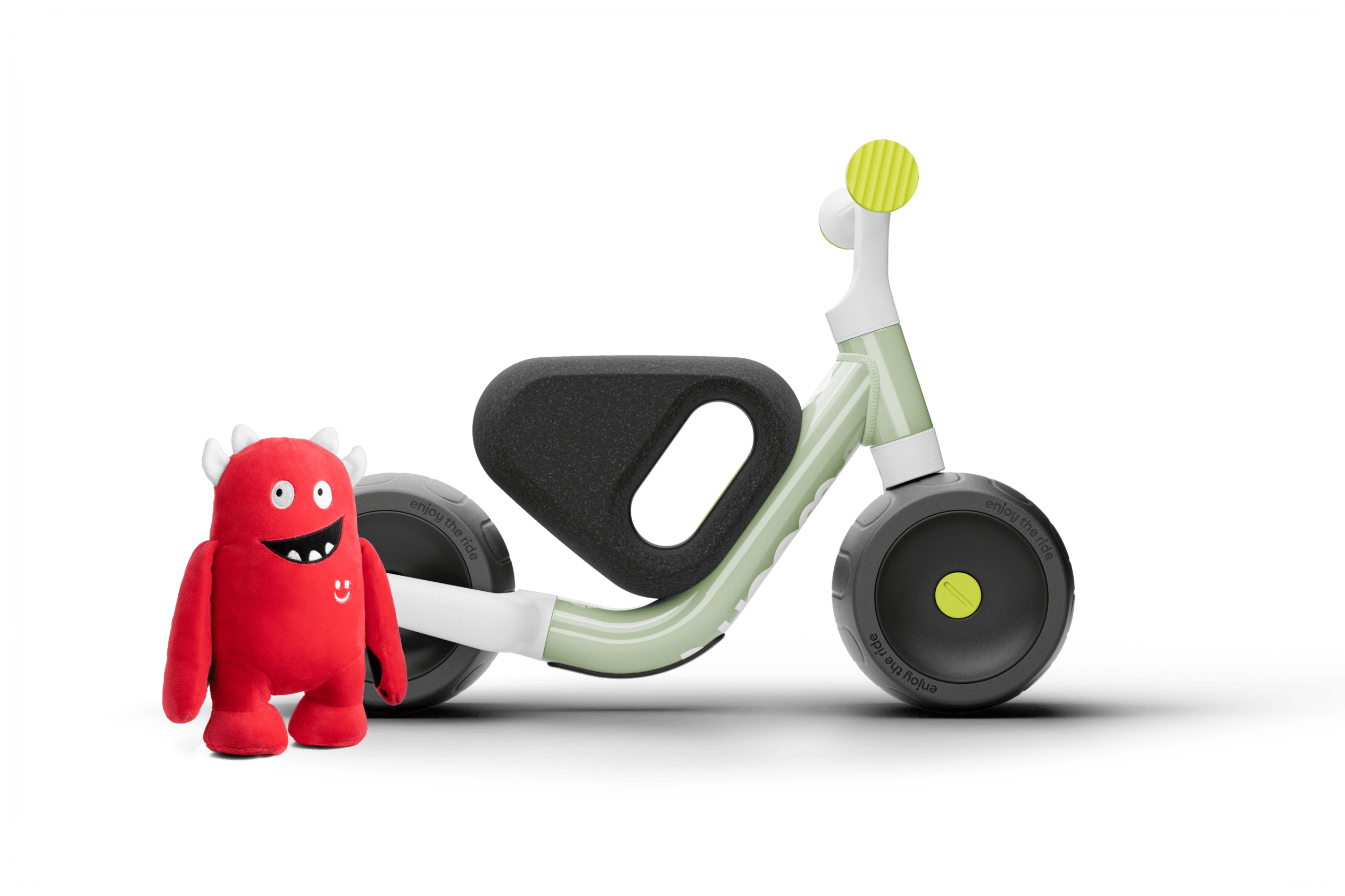 Side view of the woom WOW, with the bike facing right and the seat, handlebars and tires visible from the side.
