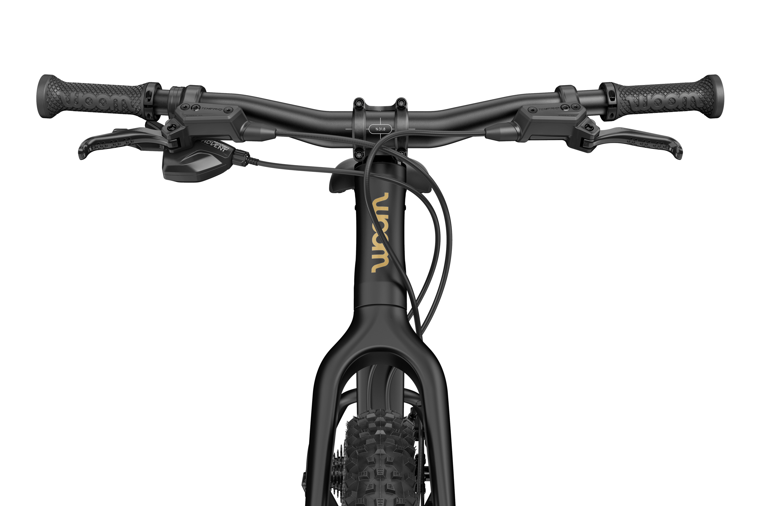 Frontal view of black handlebars on the OFF 4 (Newest Model) bike