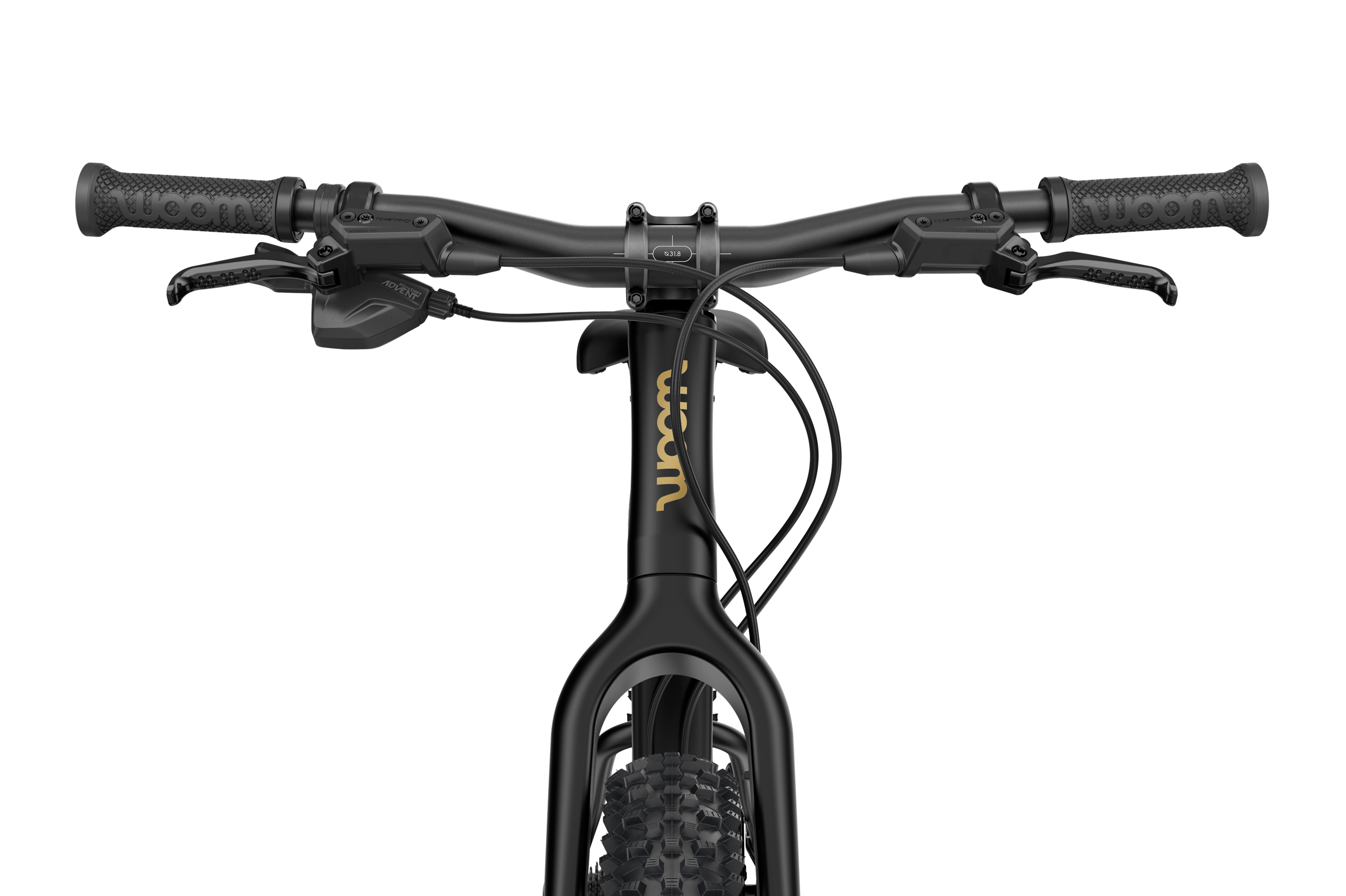 Frontal view of black handlebars on the OFF 5 (Newest Model) bike