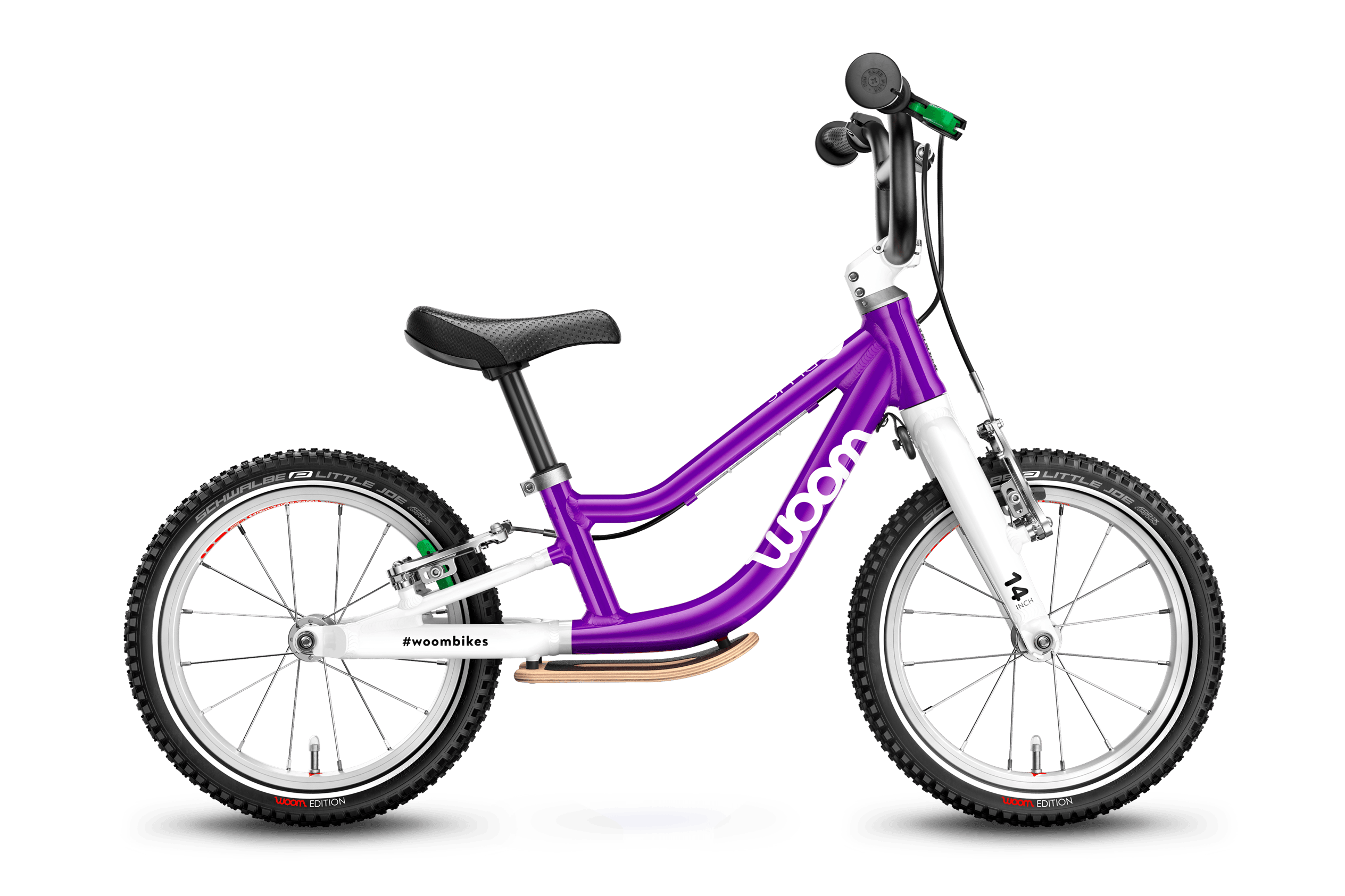 Profile view of the woom ORIGINAL 1 PLUS balance bike for children aged 3 years and up.
