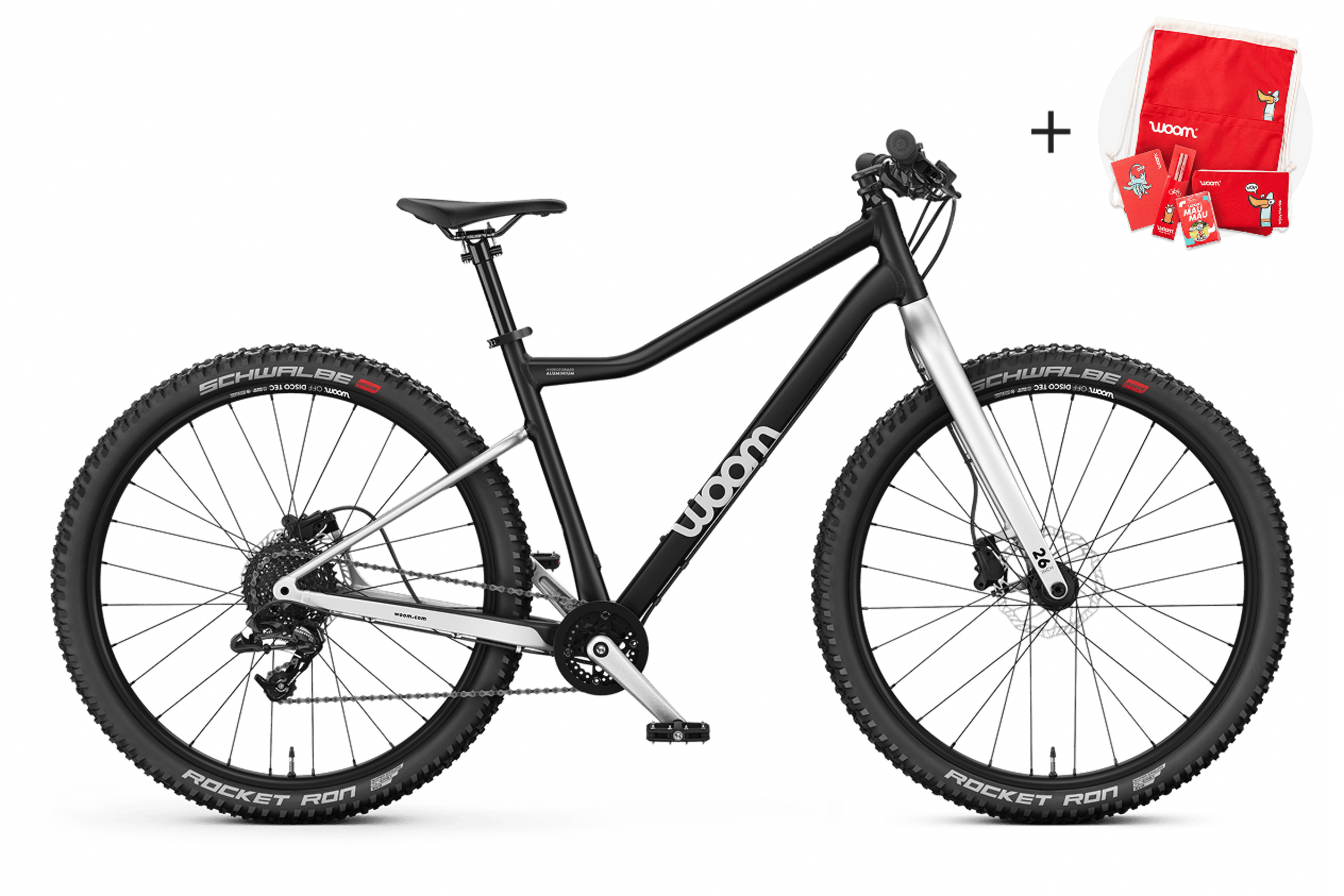 Vue de côté du VTT enfant woom OFF 6 pour les enfants à partir de dix ans.