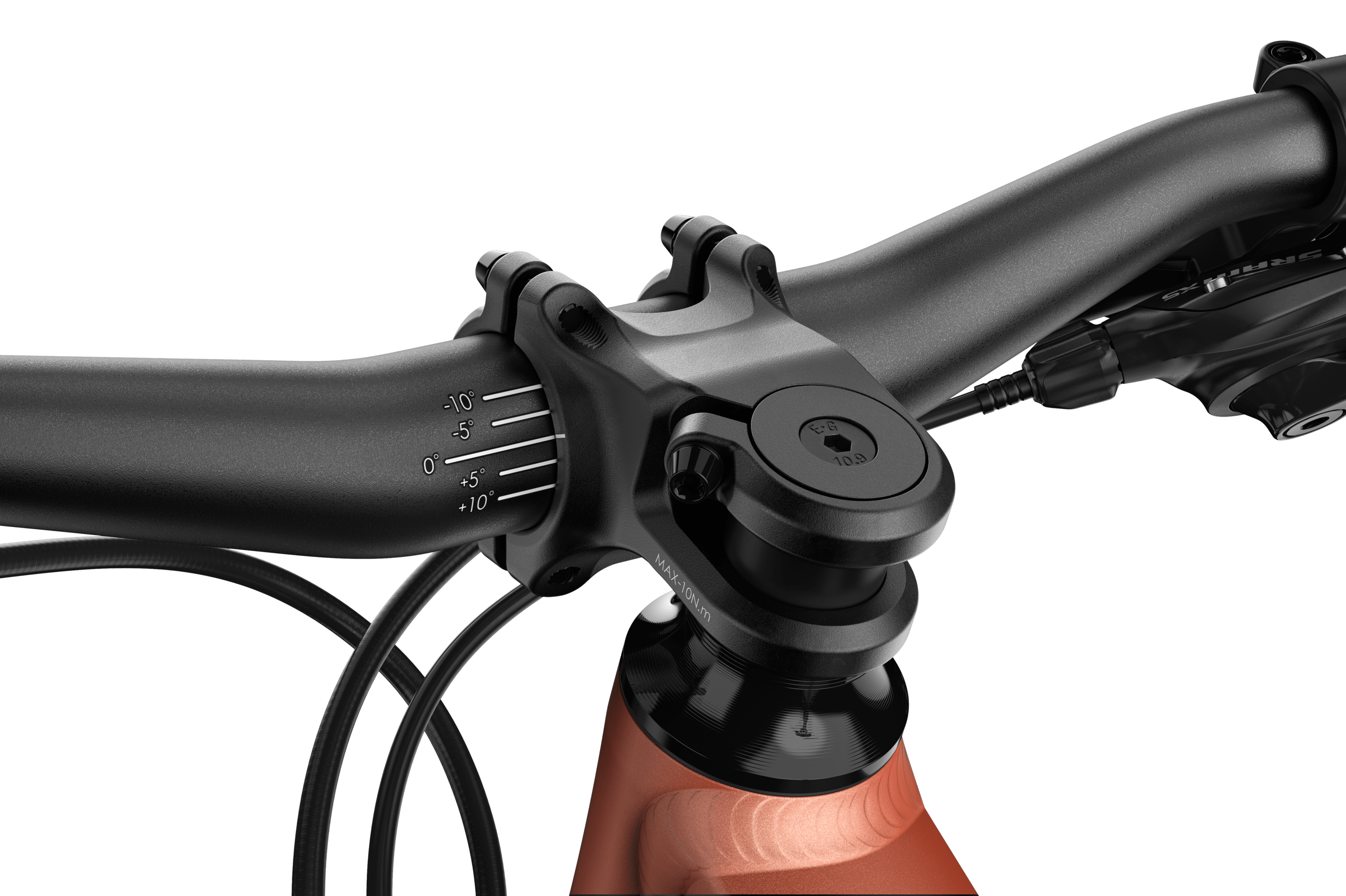 Detailed view of the flip-flop stem on the woom OFF 5 children's mountain bike.