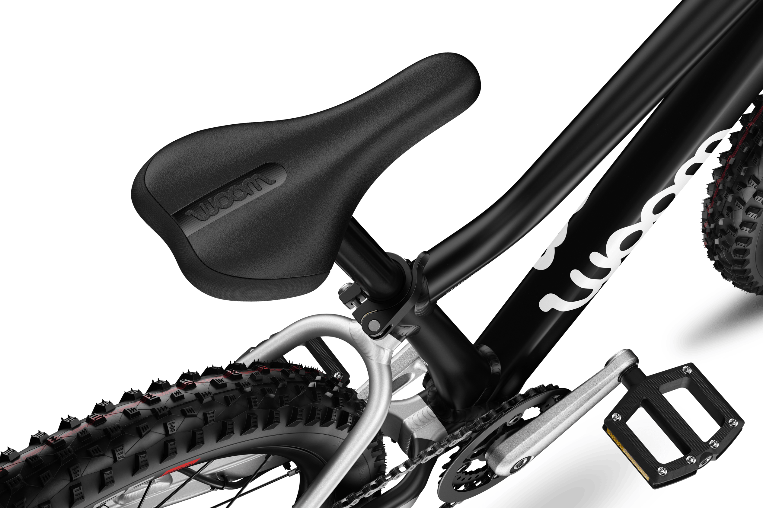 Vue détaillée de la selle du VTT enfant woom OFF AIR 4.