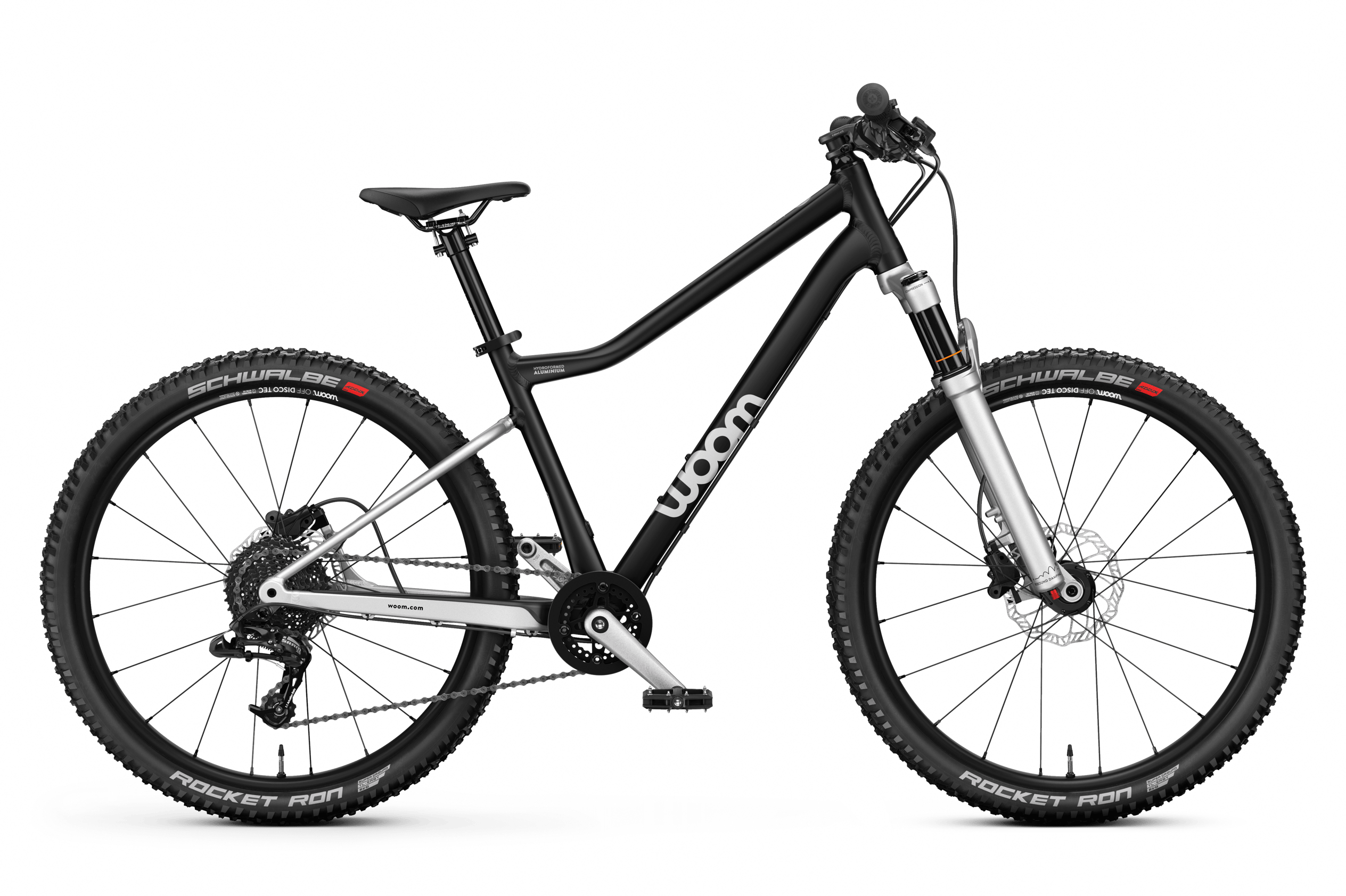 Seitenansicht des woom OFF AIR 5 Mountainbikes für Kinder ab sieben Jahren.