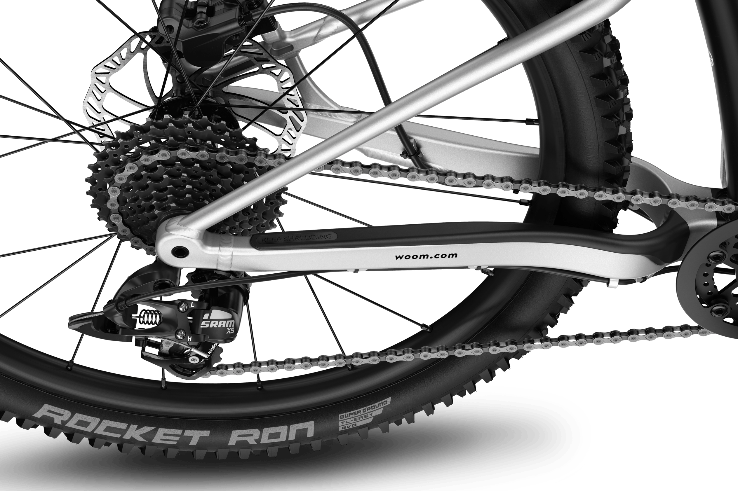 Vue détaillée du sélecteur de vitesses SRAM X5 du VTT enfant woom OFF AIR 6.