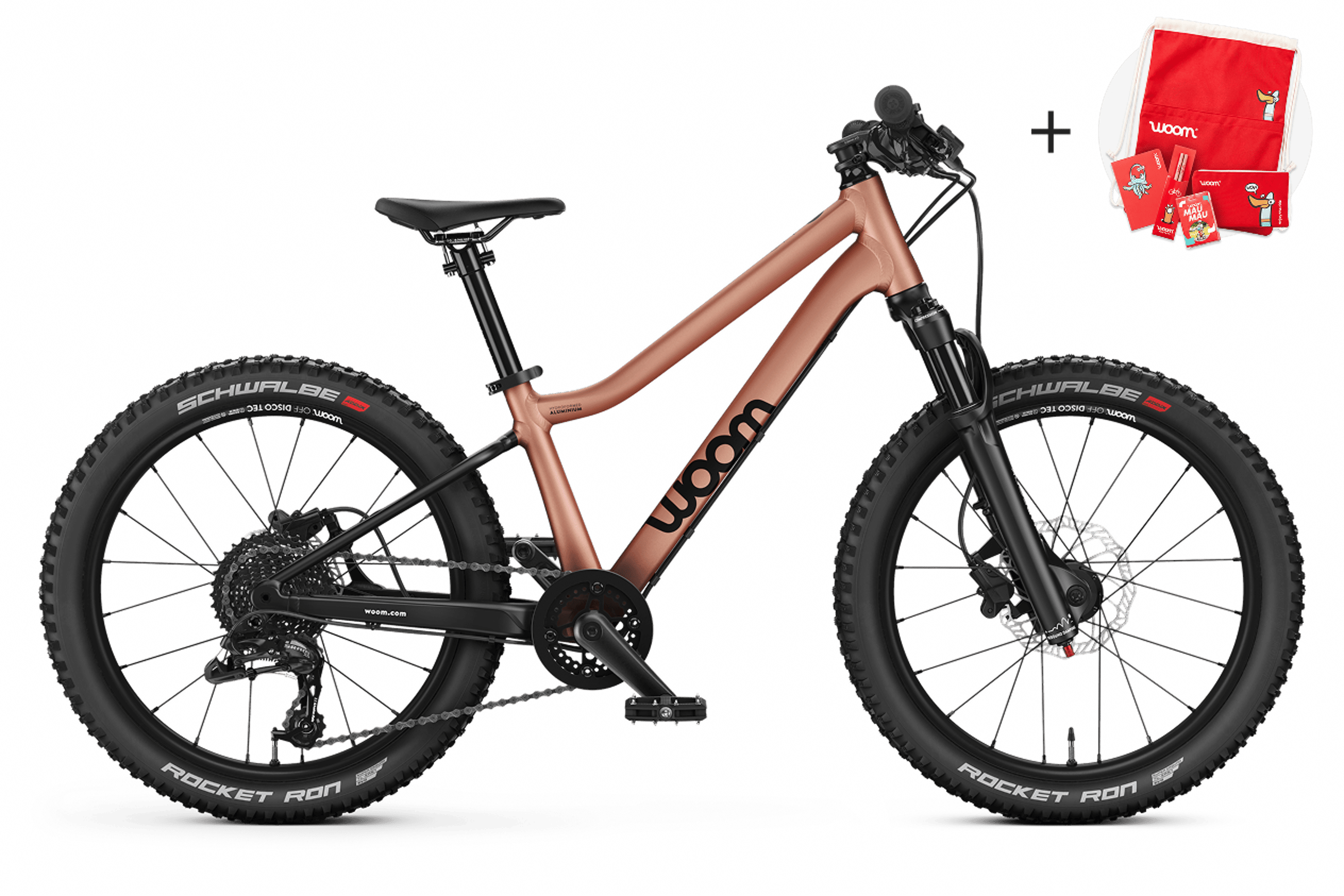 Profile view of the woom OFF AIR 4 mountain bike for children aged 6 years and up.