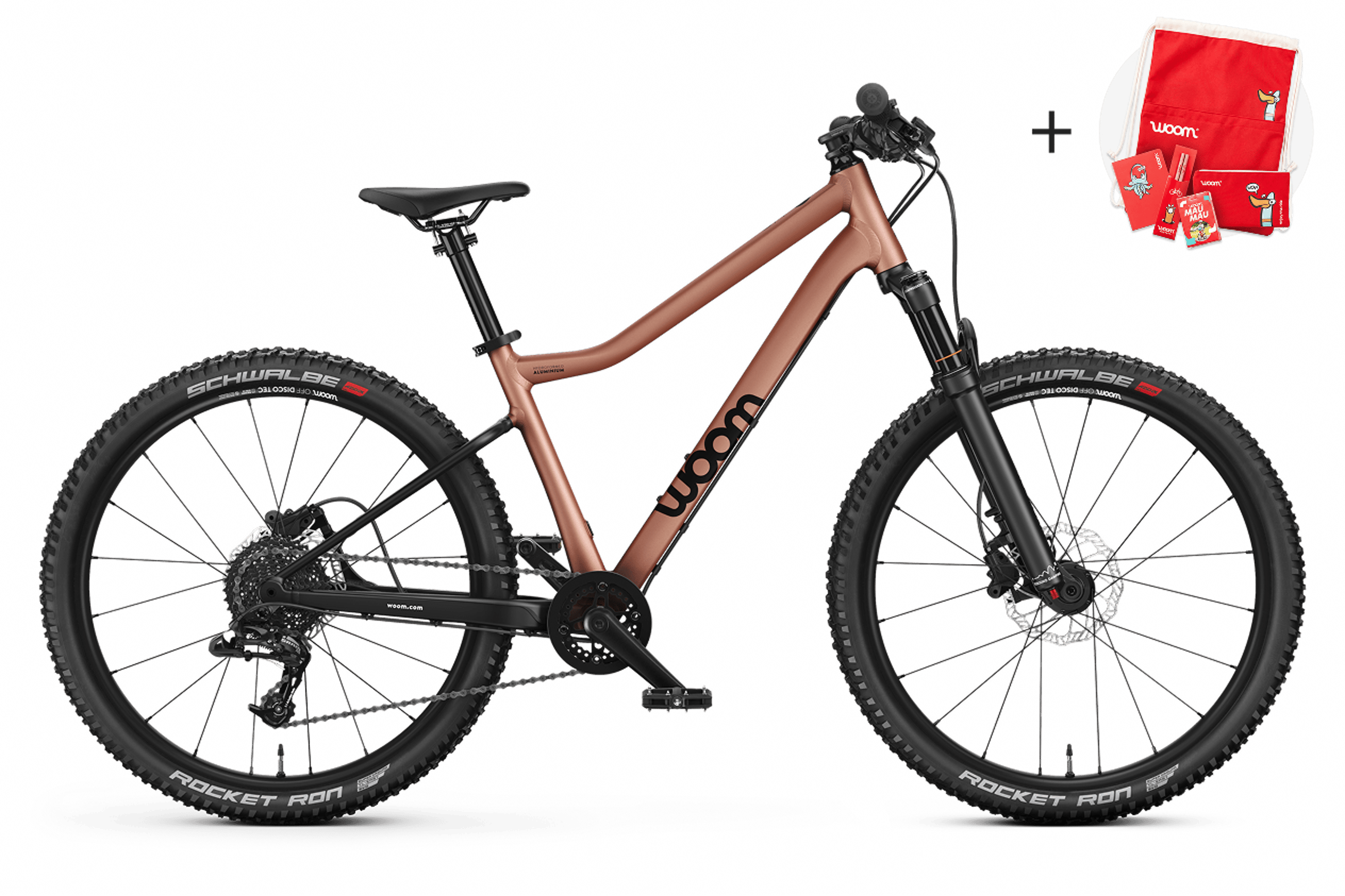 Profile view of the woom OFF AIR 5 mountain bike for children aged 7 years and up.