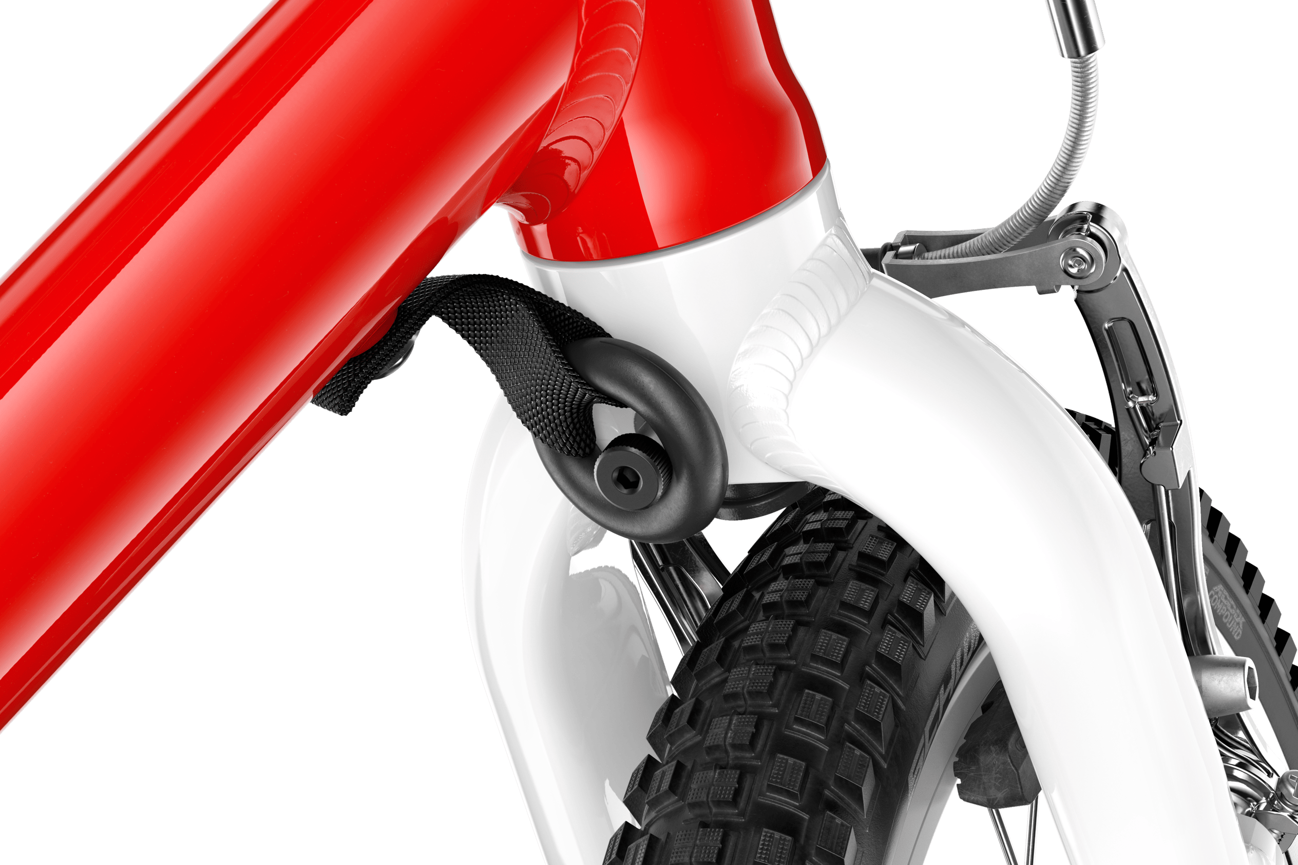 Detailed view of the steering limiter on the woom ORIGINAL 1 PLUS balance bike.