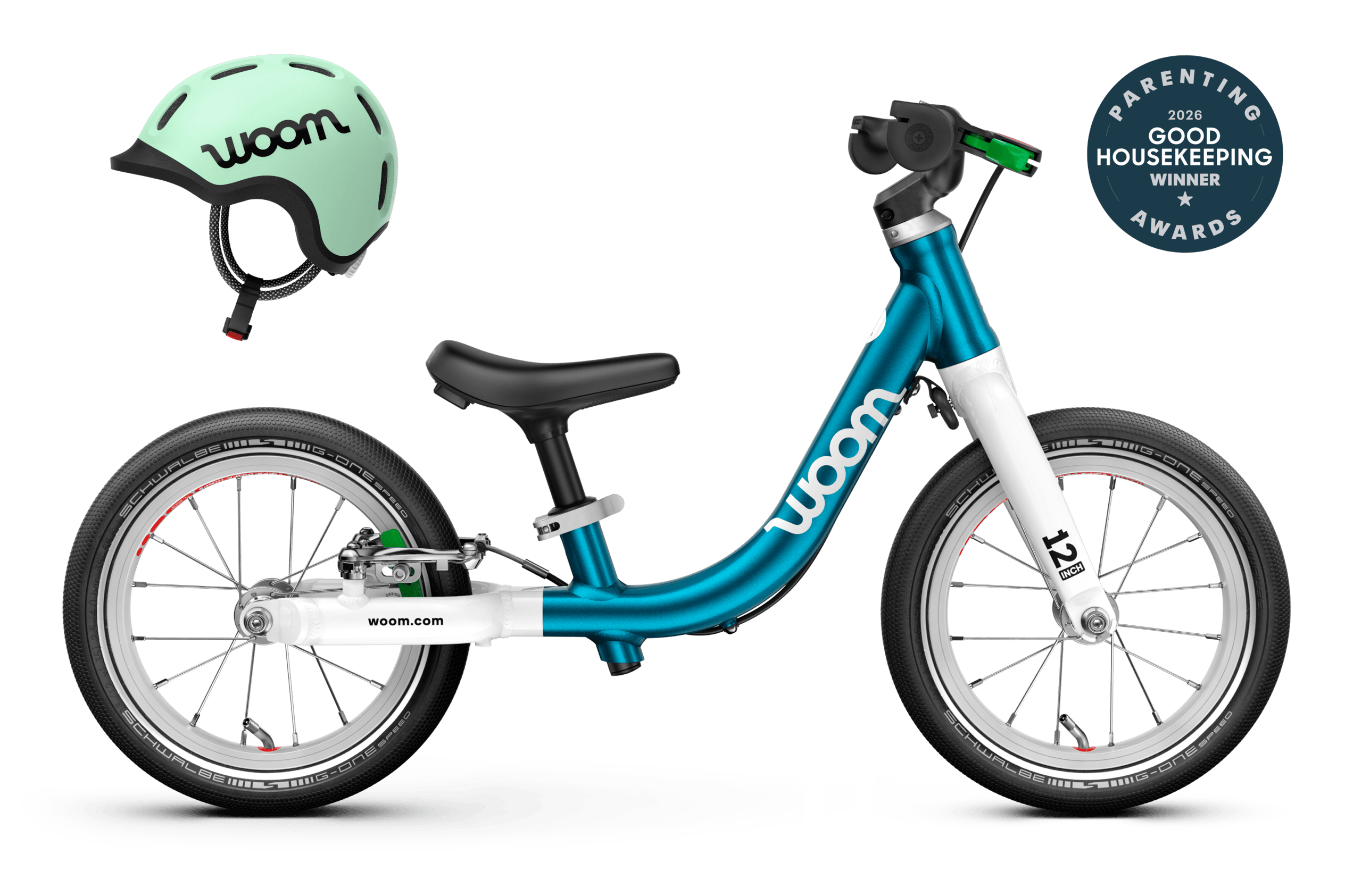 GO 1 bike with READY Helmet in various colors depending on variant selected