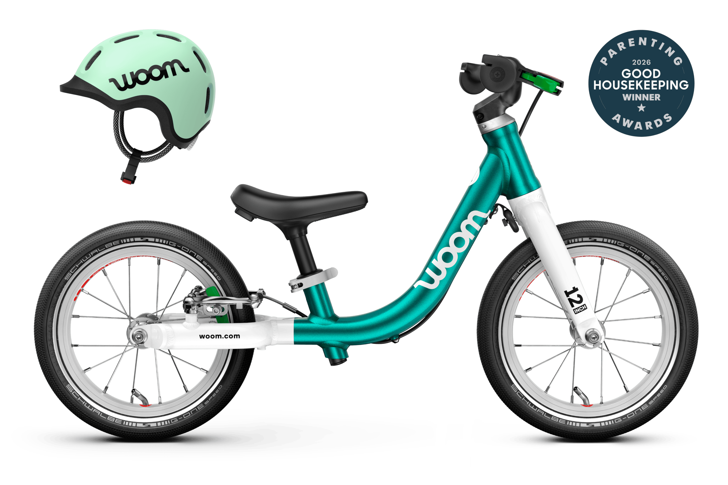 GO 1 bike with READY Helmet in various colors depending on variant selected