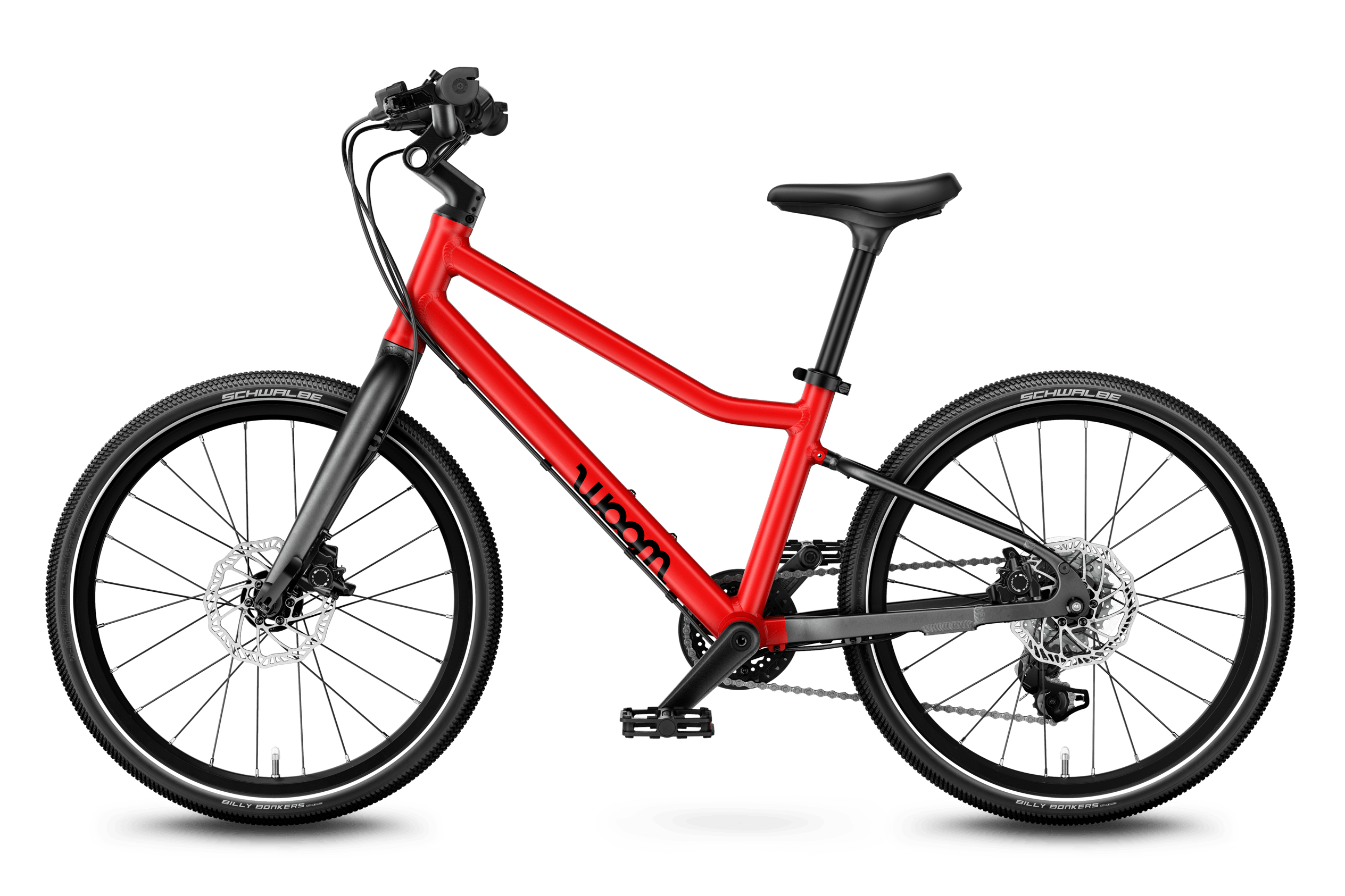 Zijaanzicht van de kinderfiets woom EXPLORE 4, rijrichting naar links.