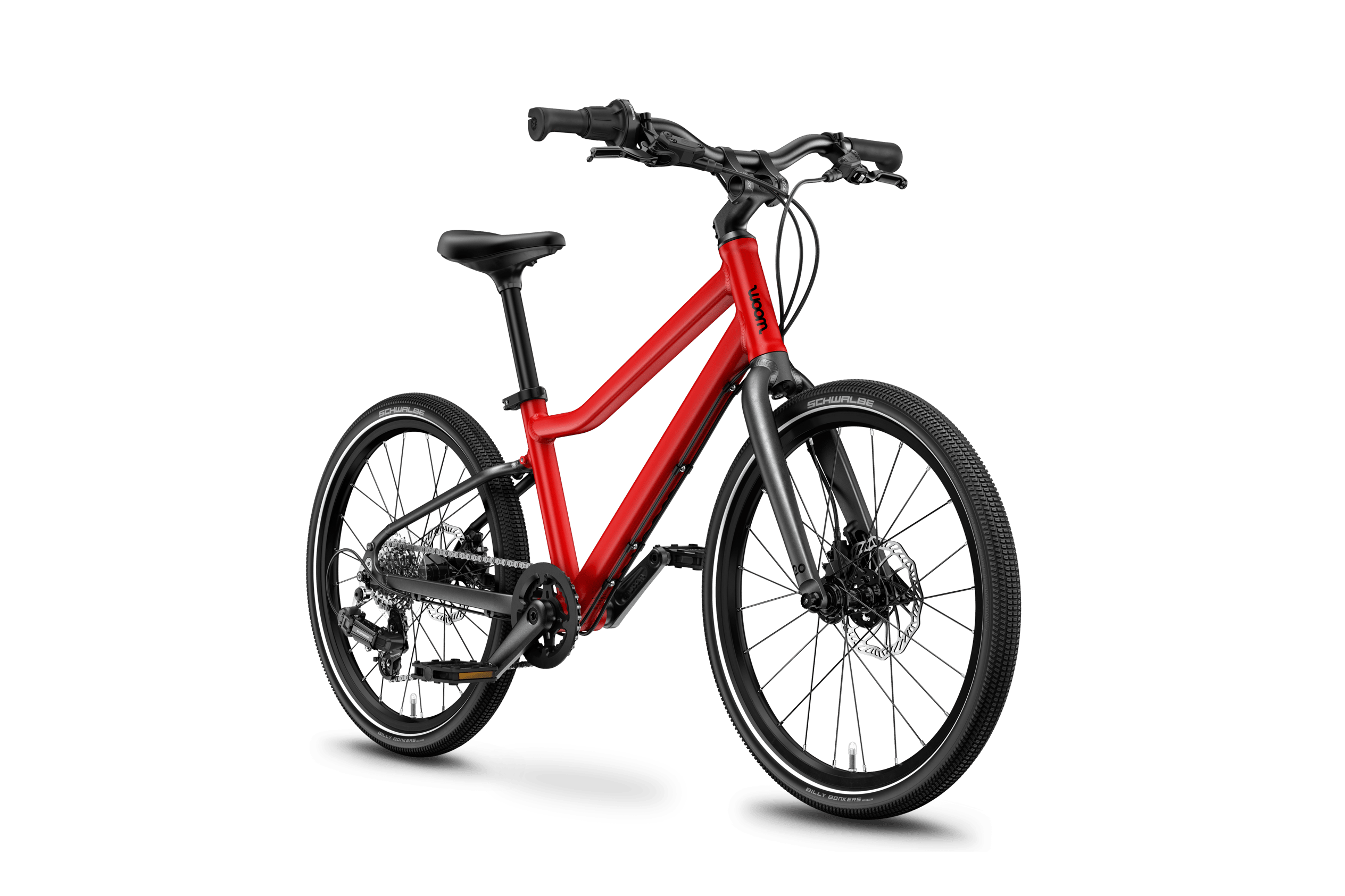 Aanzicht schuin van voren van de kinderfiets voor kinderen vanaf zes jaar woom EXPLORE 4.