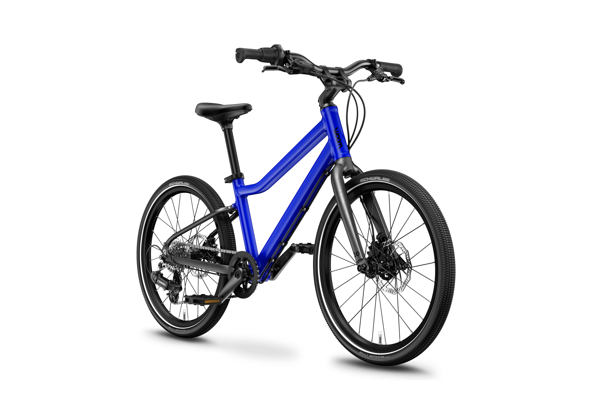 Side front view of the woom EXPLORE 4 bike for children aged 6 years and up.