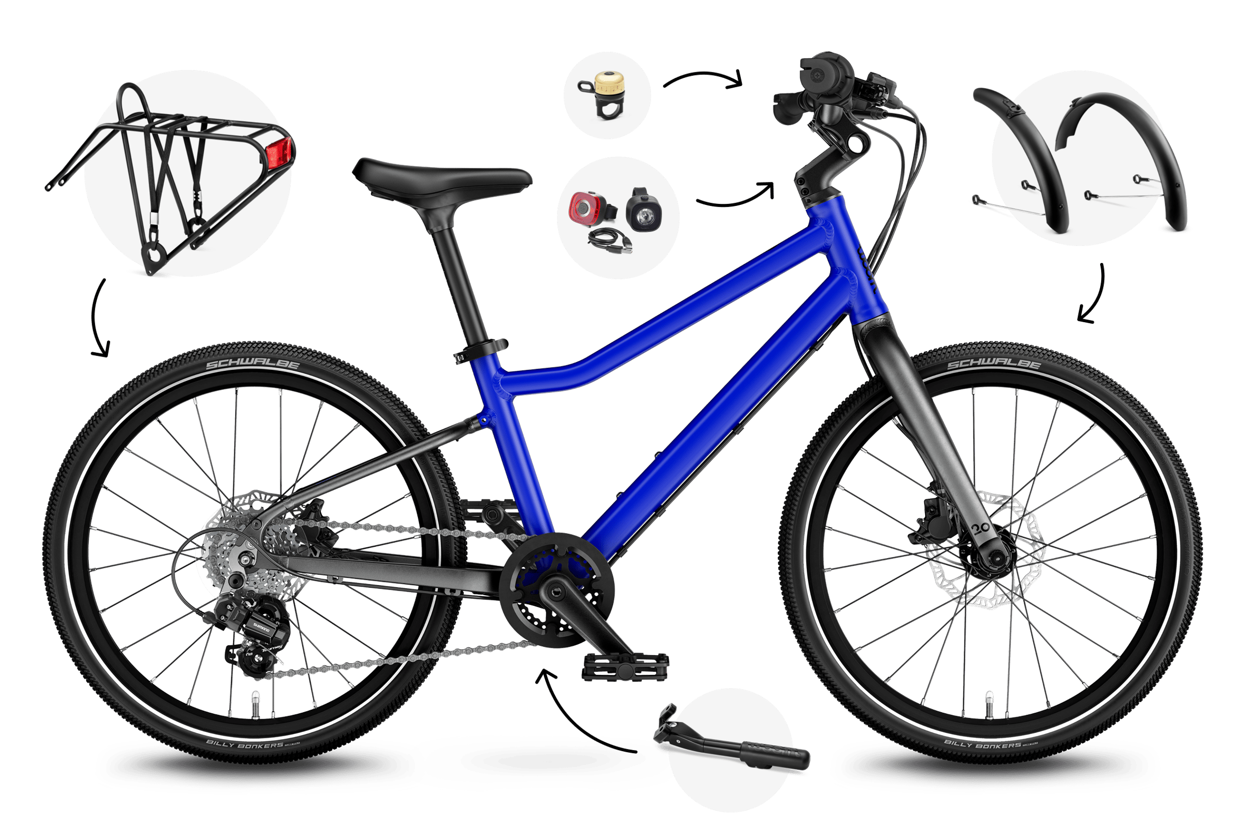 Profile view of the woom EXPLORE 4 children's bike, direction of travel to the right.