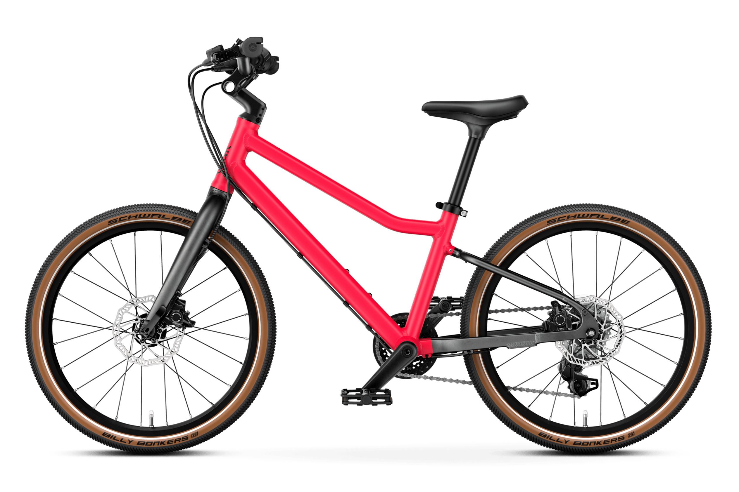 Profile view of the woom EXPLORE 4 children's bike, direction of travel to the left.
