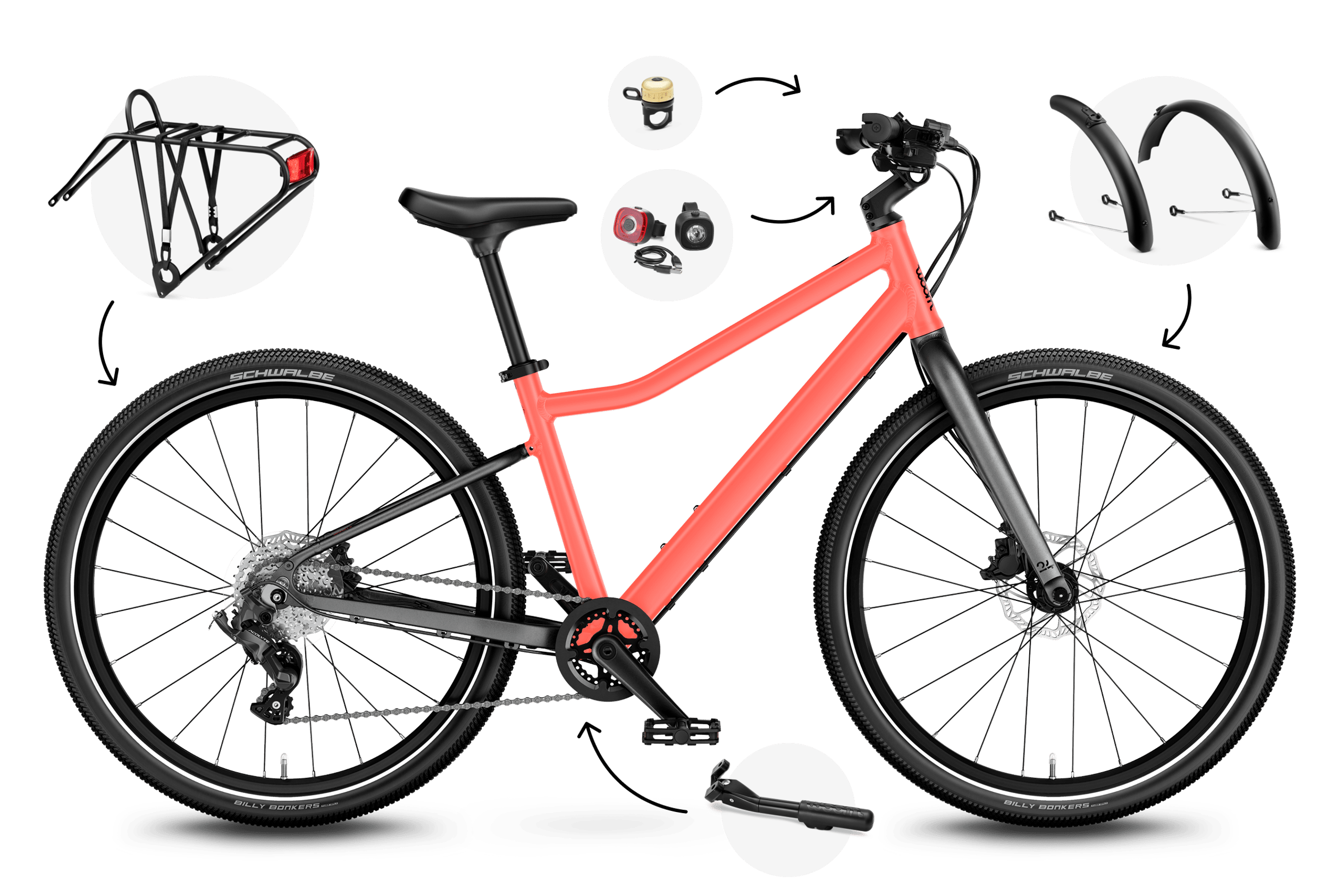 Sidovy av woom EXPLORE 5-barncykeln, färdriktning åt höger.