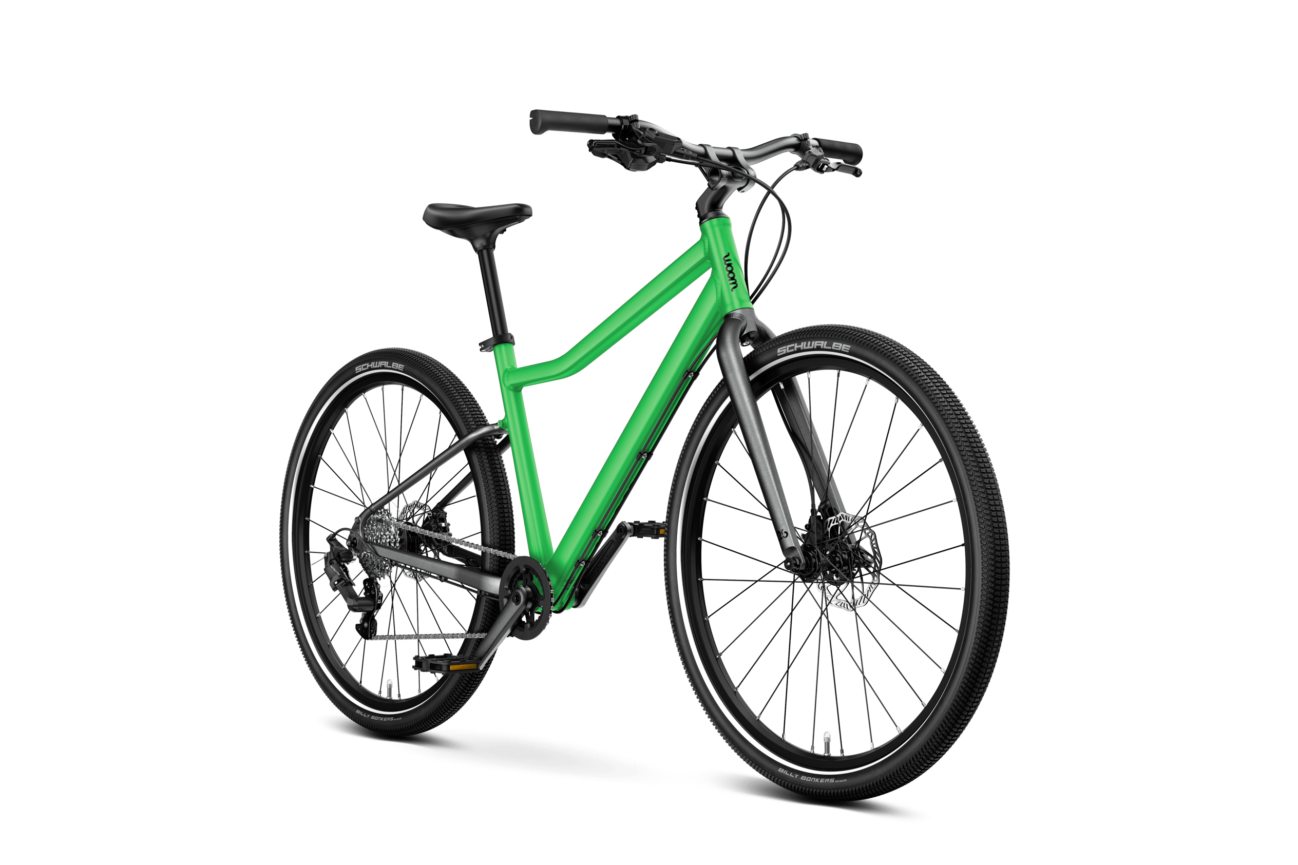 Side front view of the woom EXPLORE 6 bike for children aged 10 years and up.