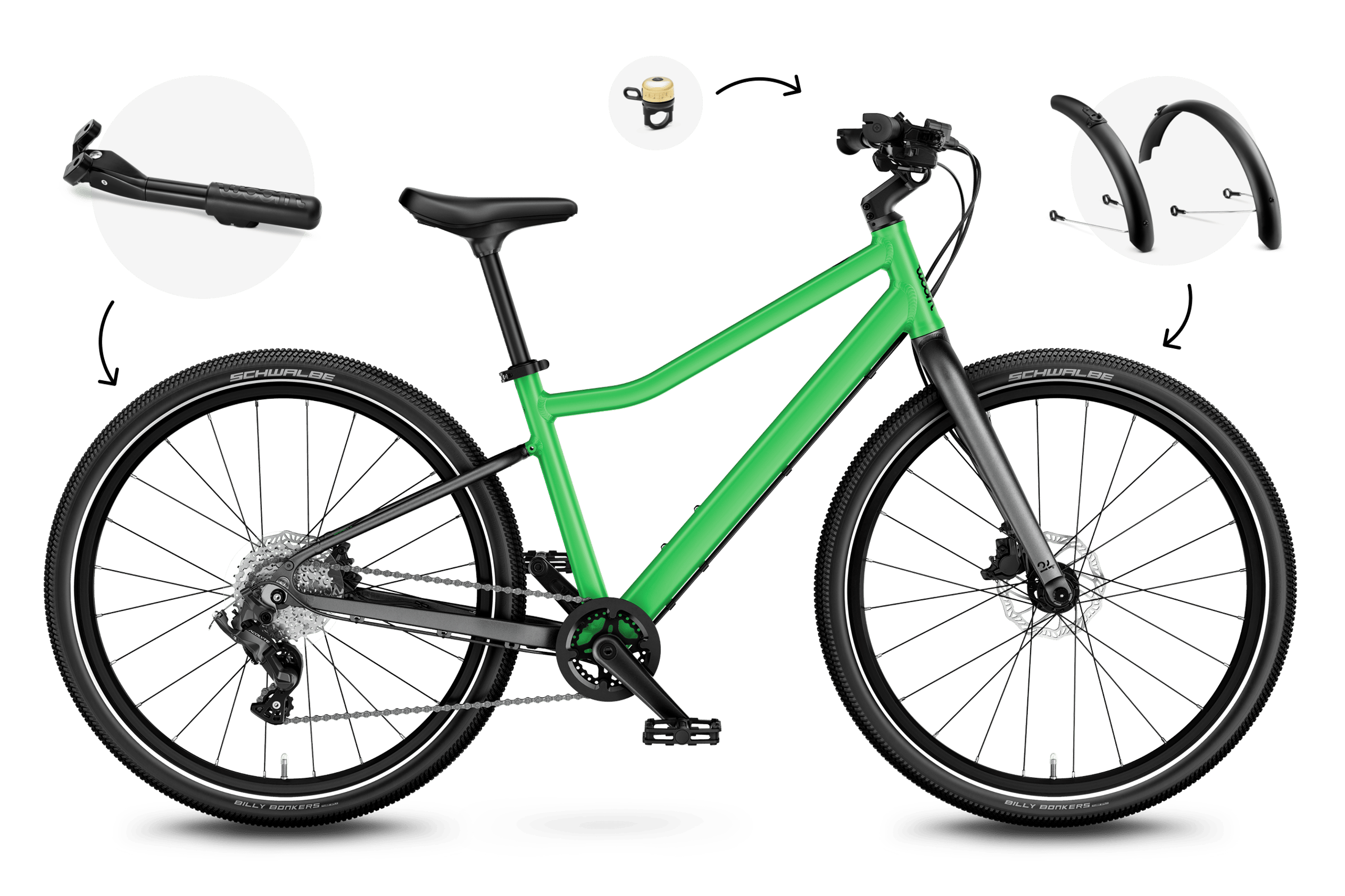 Zijaanzicht van de kinderfiets woom EXPLORE 5, rijrichting naar rechts.