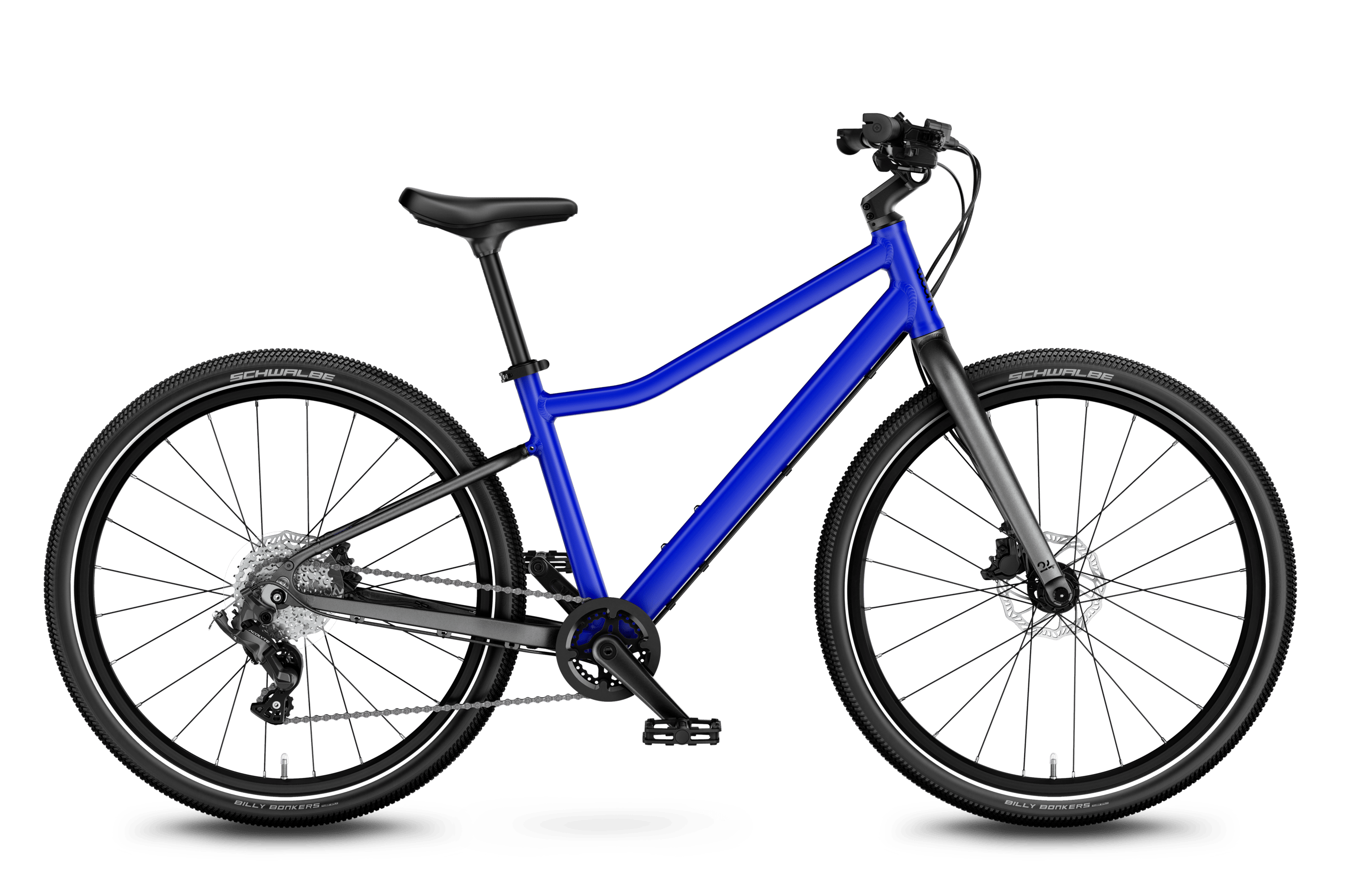 Side front view of the woom EXPLORE 5 bike for children aged 7 years and up.