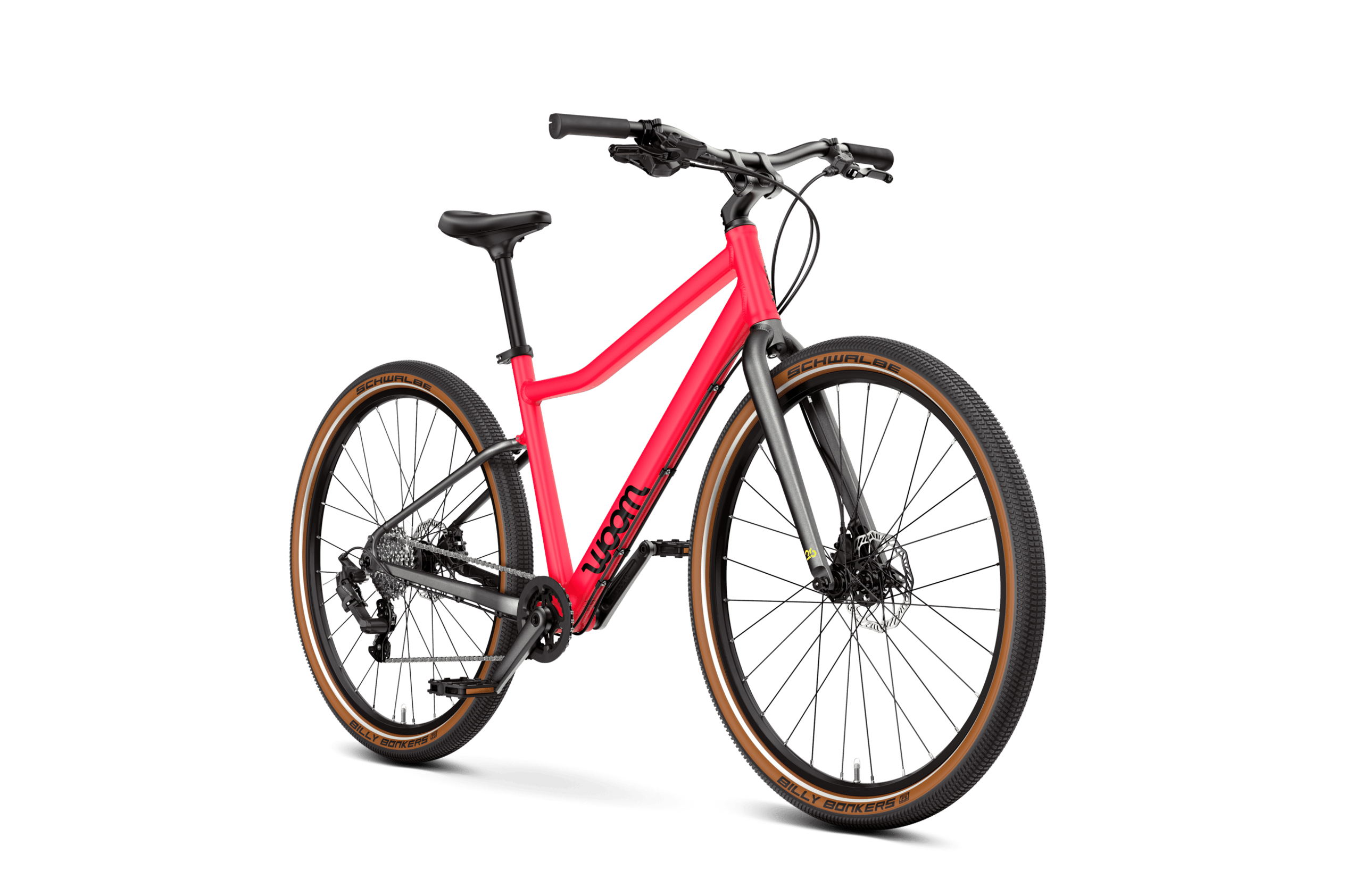 Side front view of the woom EXPLORE 6 bike for children aged 10 years and up.