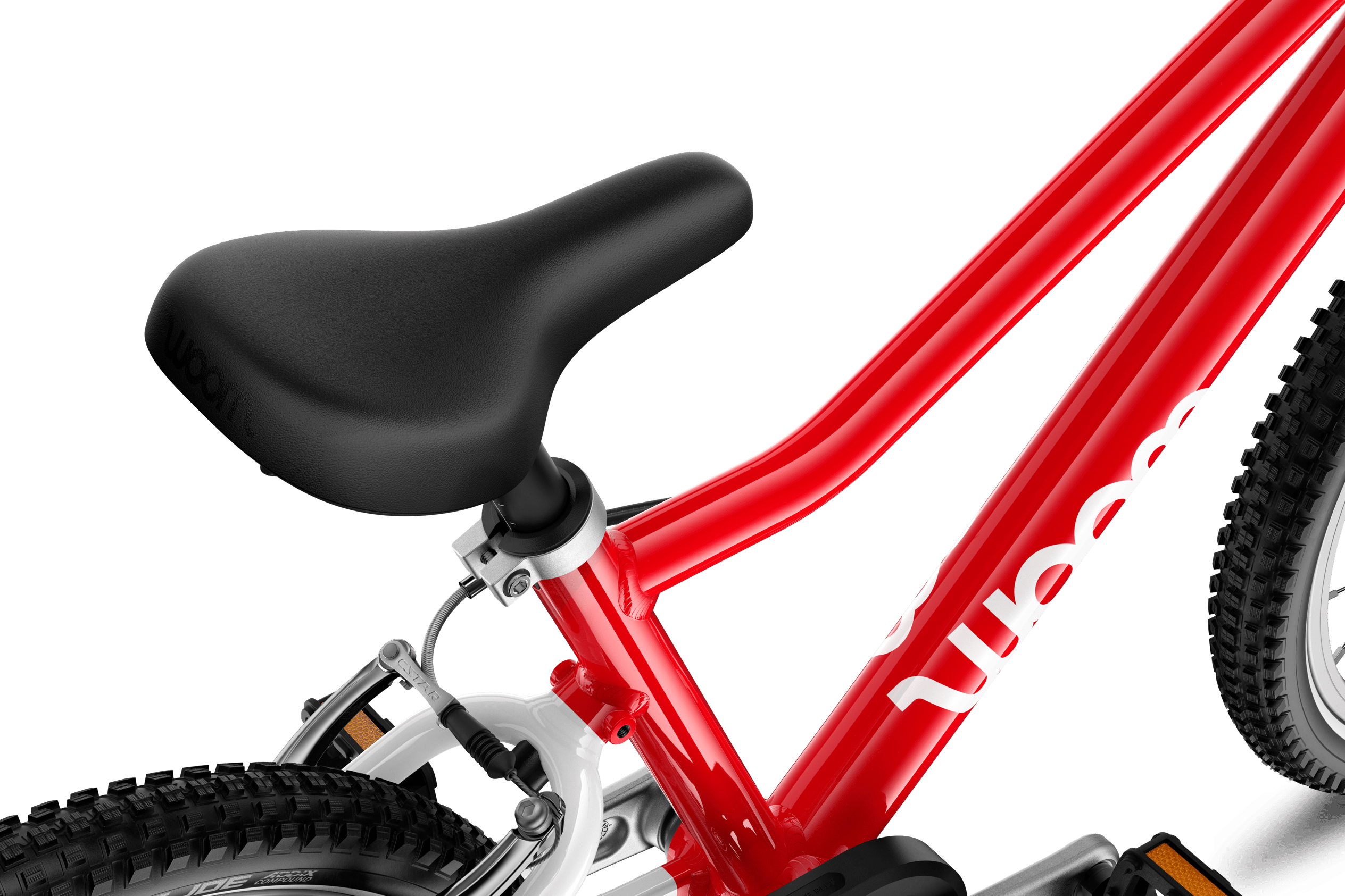 Detailaanzicht van het zadel van de woom GO 2-kinderfiets