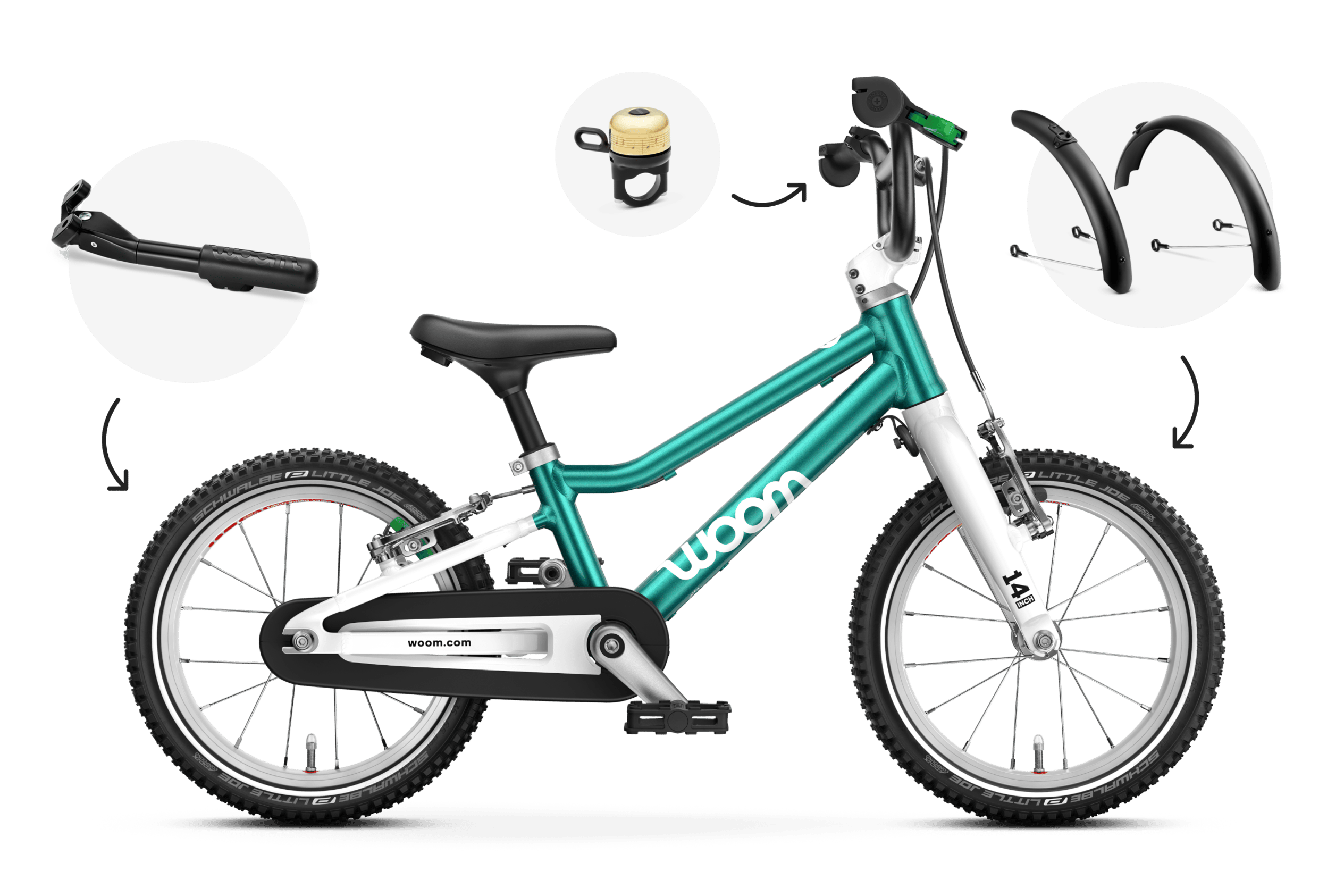 Seitenansicht des Kinderfahrrads woom GO 2 für Kinder ab drei Jahren