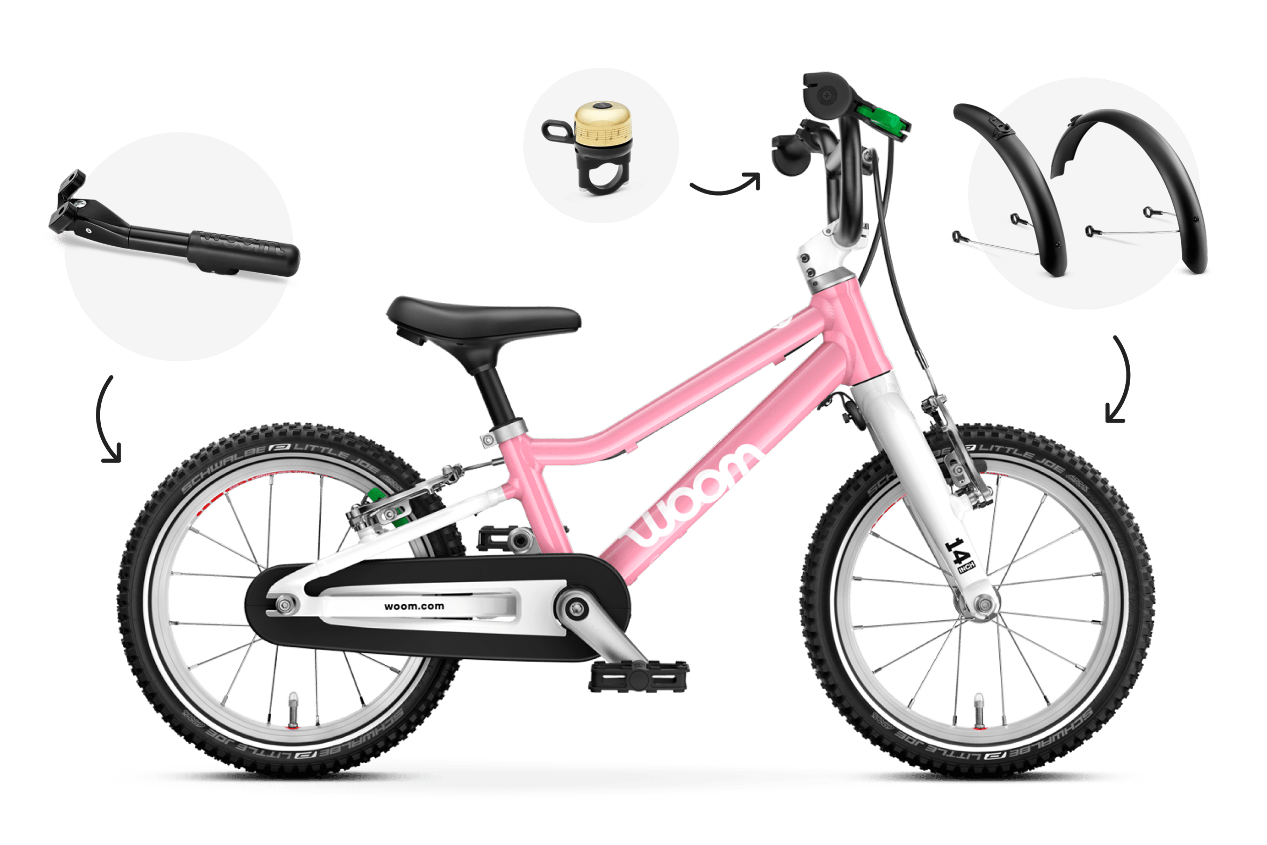 Vue latérale du vélo woom GO 2 pour les enfants dès trois ans