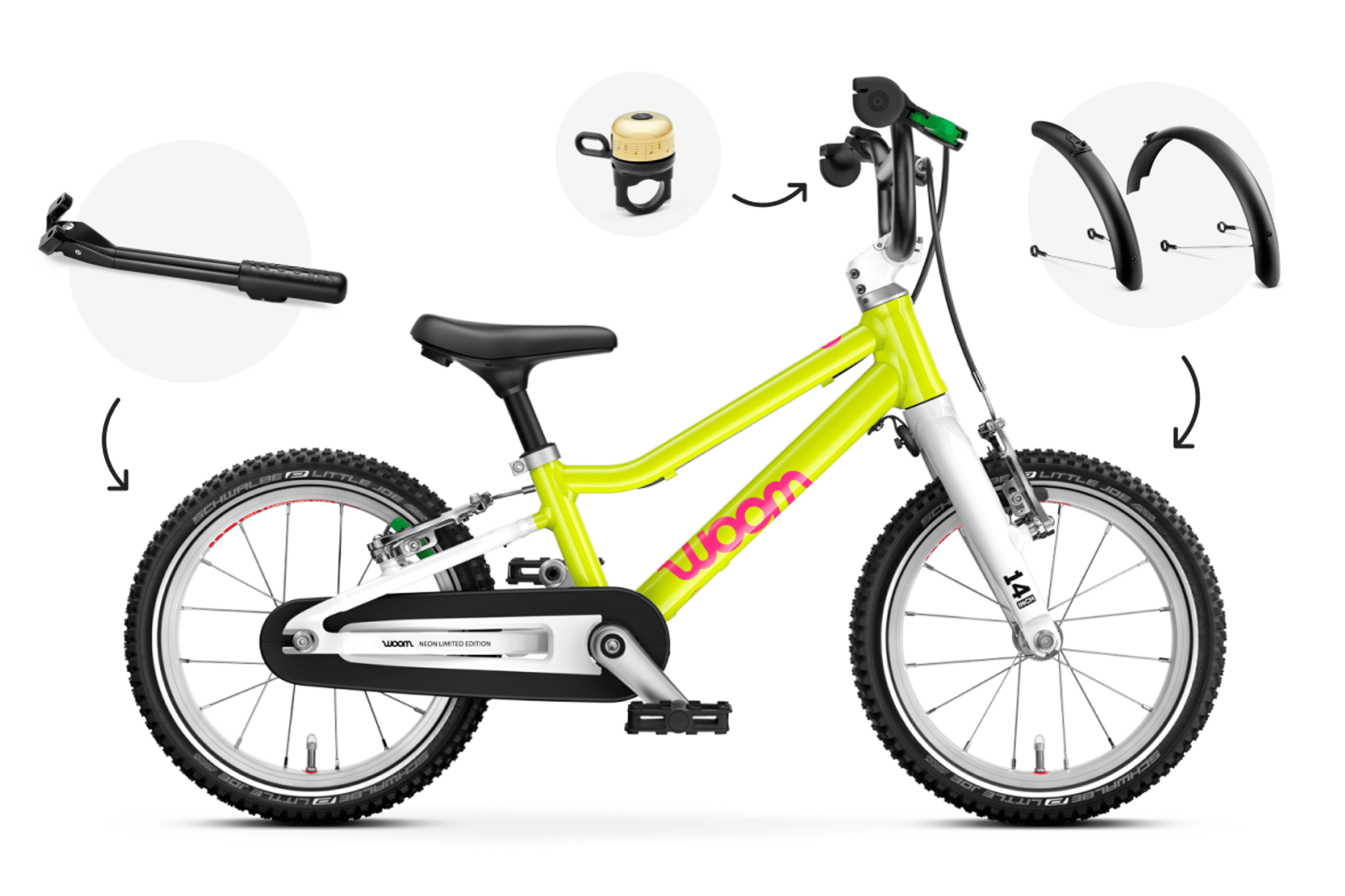 Profile view of the woom GO 2 bike for children aged 3 years and up
