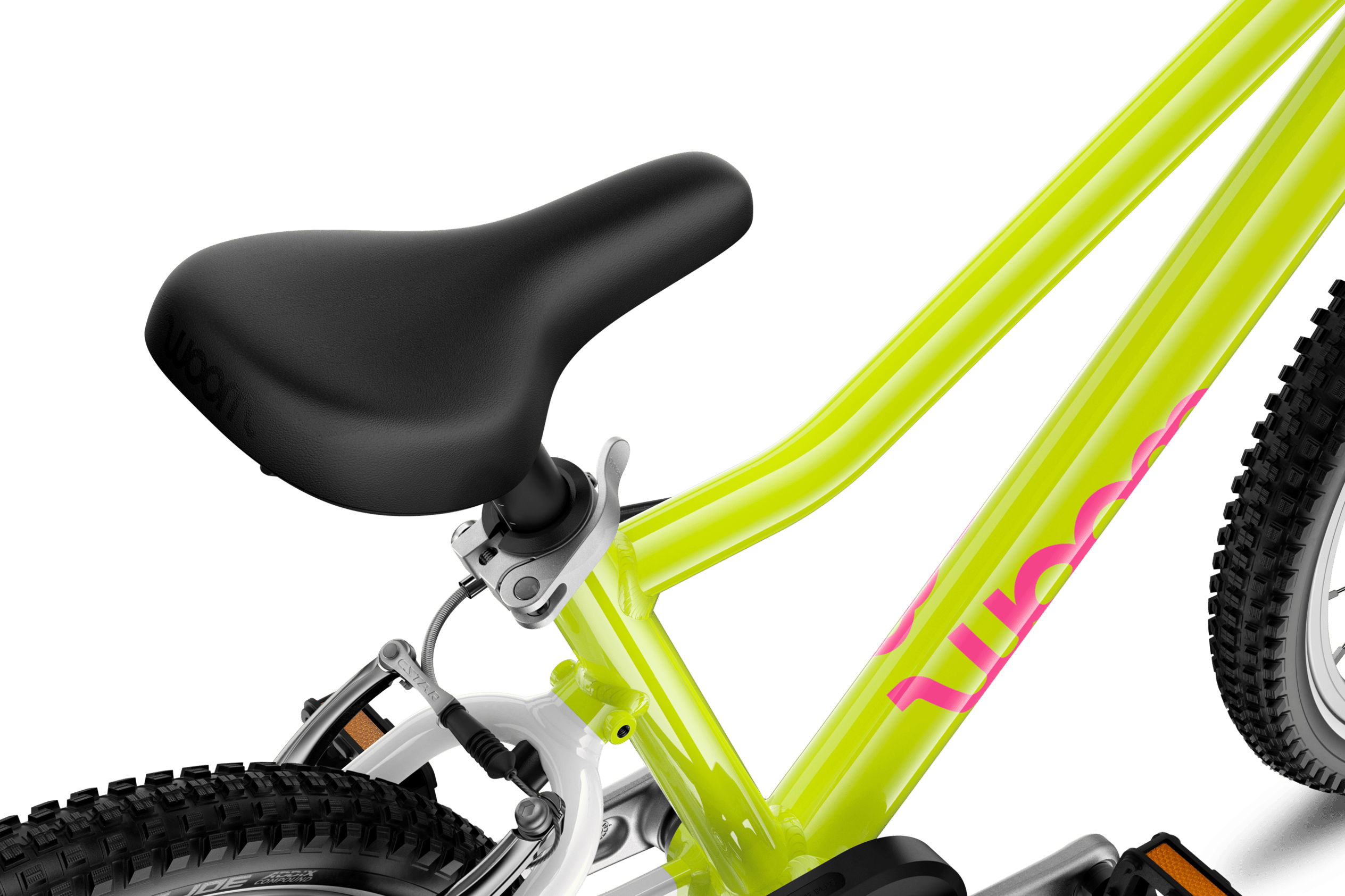 Detailaanzicht van het zadel van de woom GO 3-kinderfiets