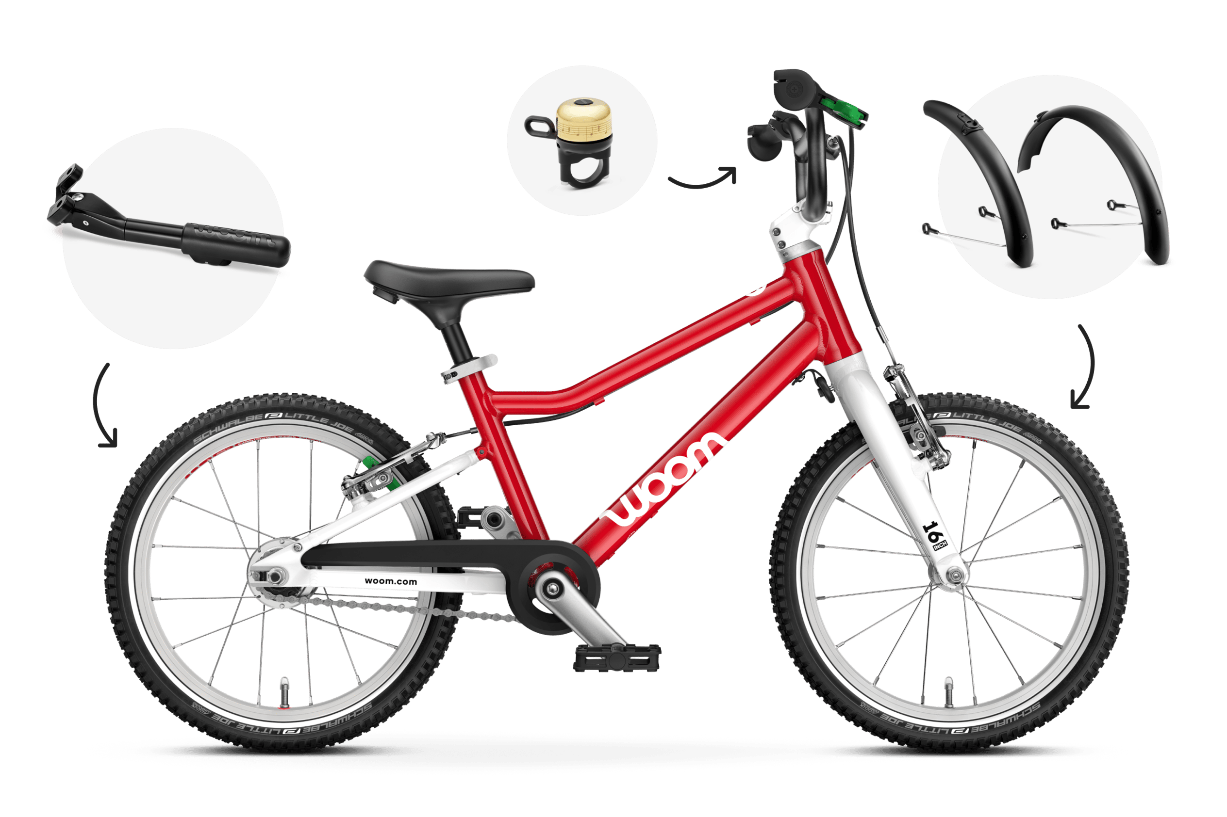 Seitenansicht des woom GO 3 AUTOMAGIC Kinderfahrrads für Kinder ab vier Jahren